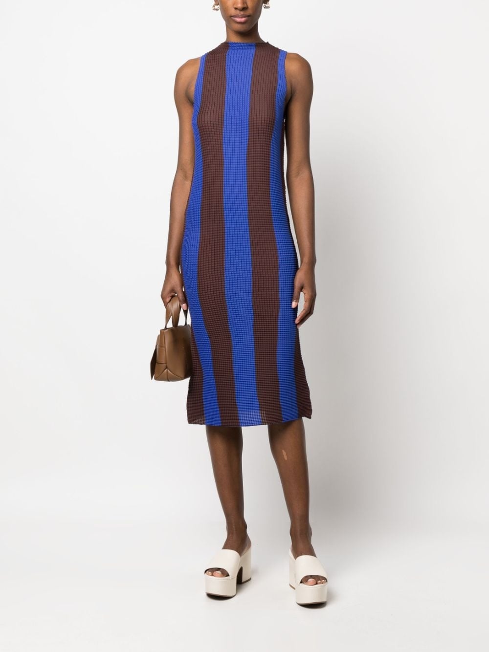 pleated striped midi dress - 2