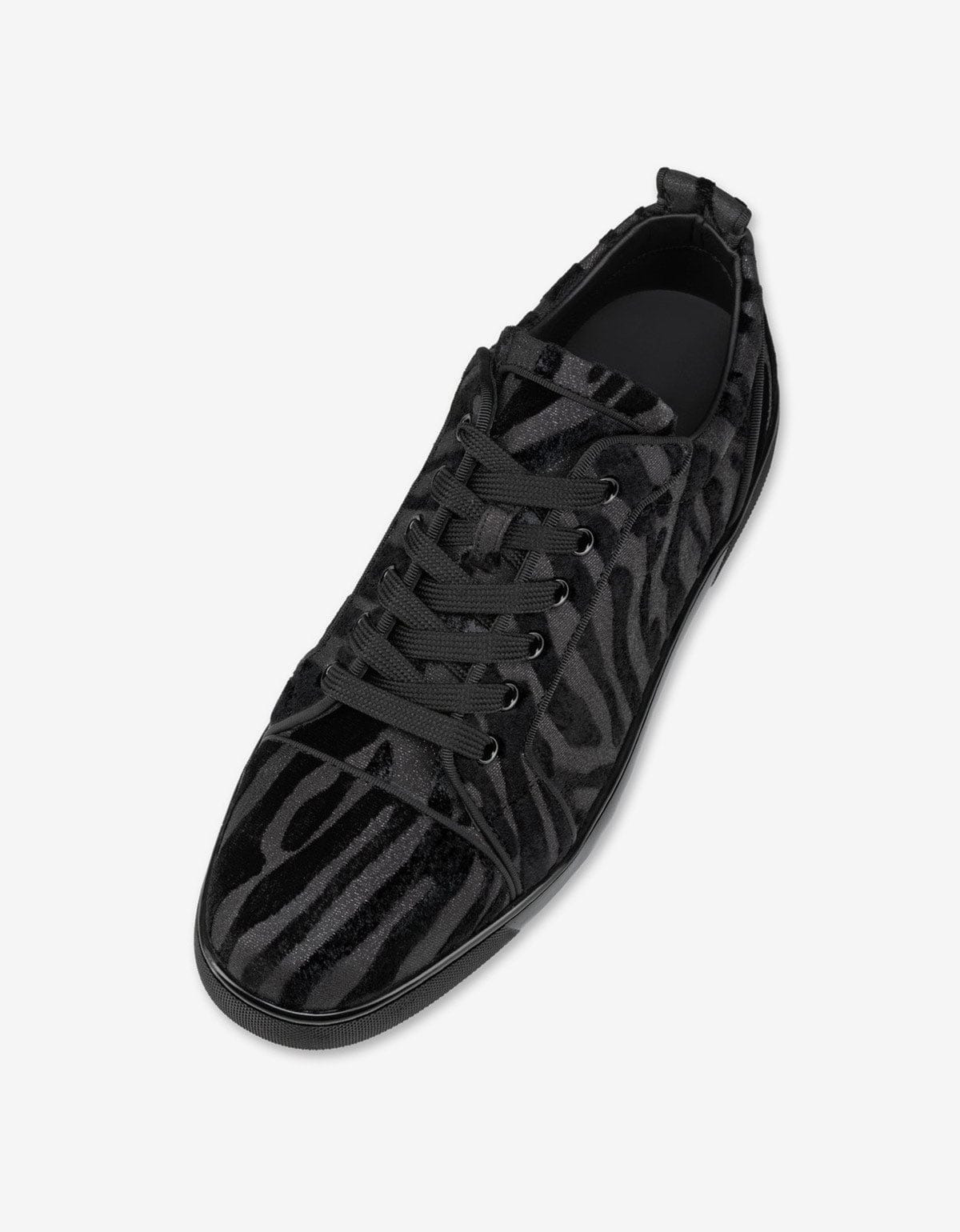 Christian Louboutin Louis Junior Black Velvet Quagga Trainers - 4
