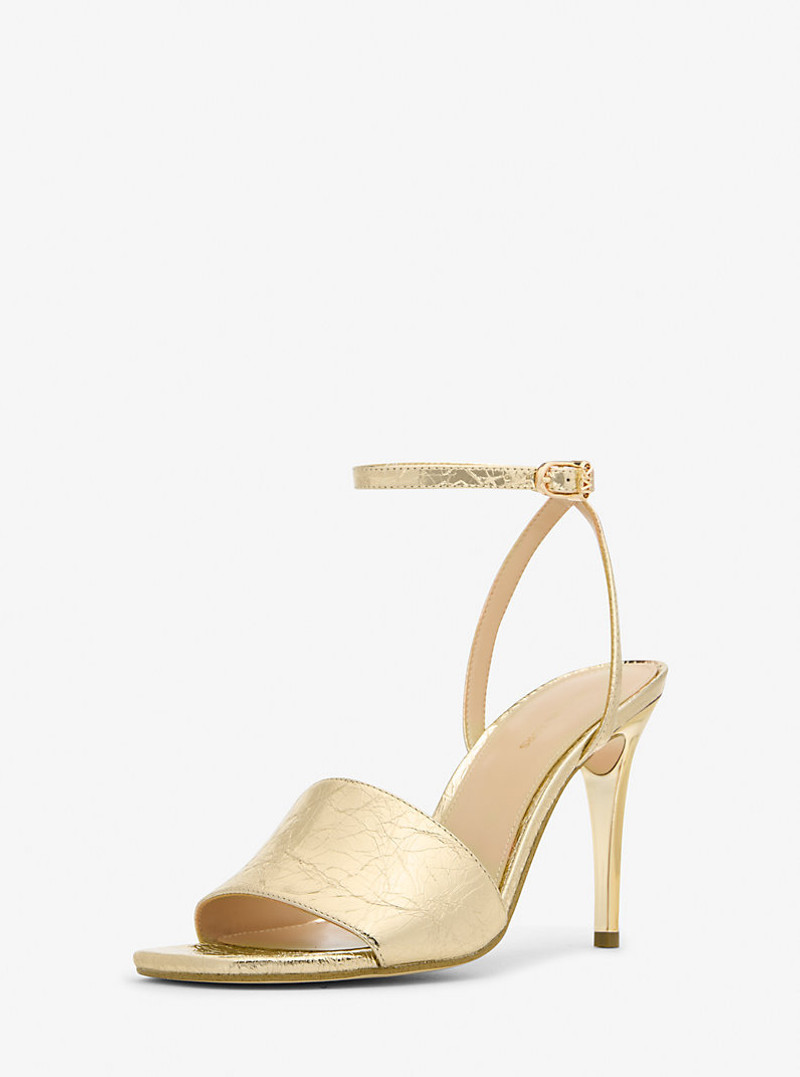 MICHAEL KORS Elyse Crackled Metallic Leather Sandal outlook