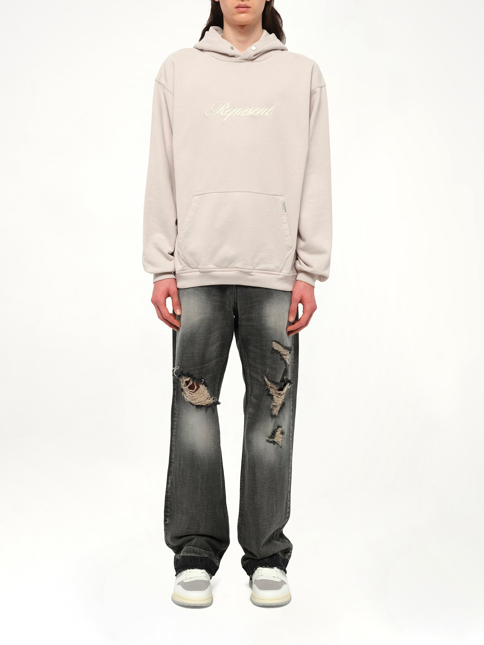 Script Logo Hoodie in Concrete - 7