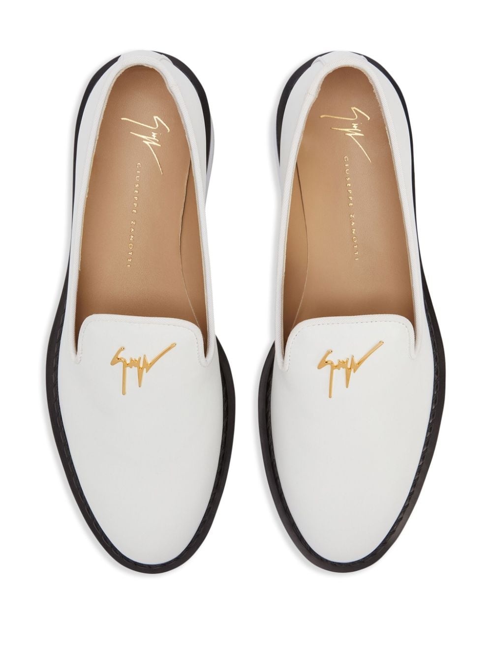 logo-plaque leather loafers - 4