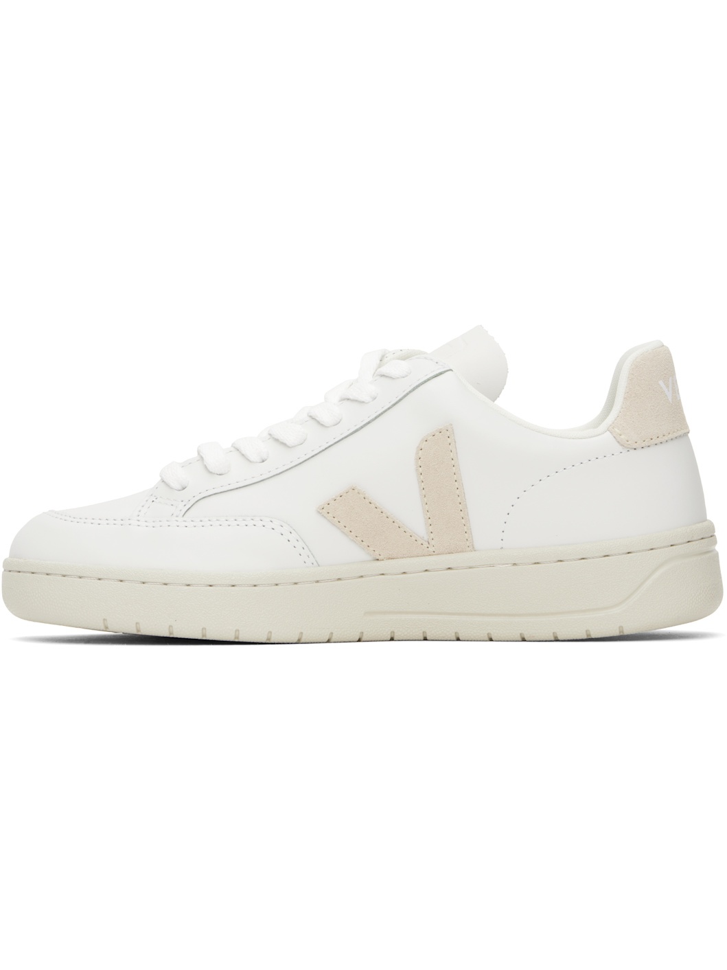 White & Beige V-12 Leather Sneakers - 3