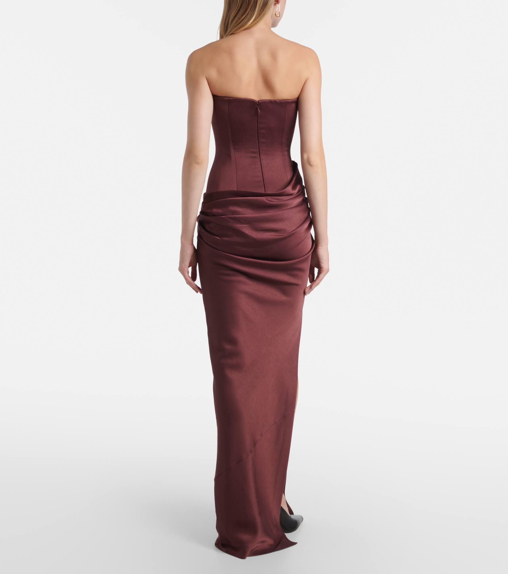 Draped crêpe satin corset gown - 3