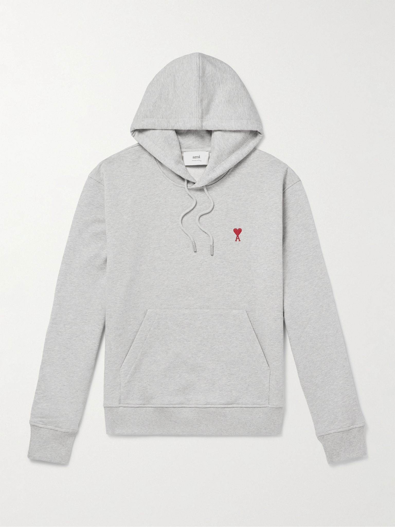 Logo-Embroidered Organic Cotton-Jersey Hoodie Gray - 1