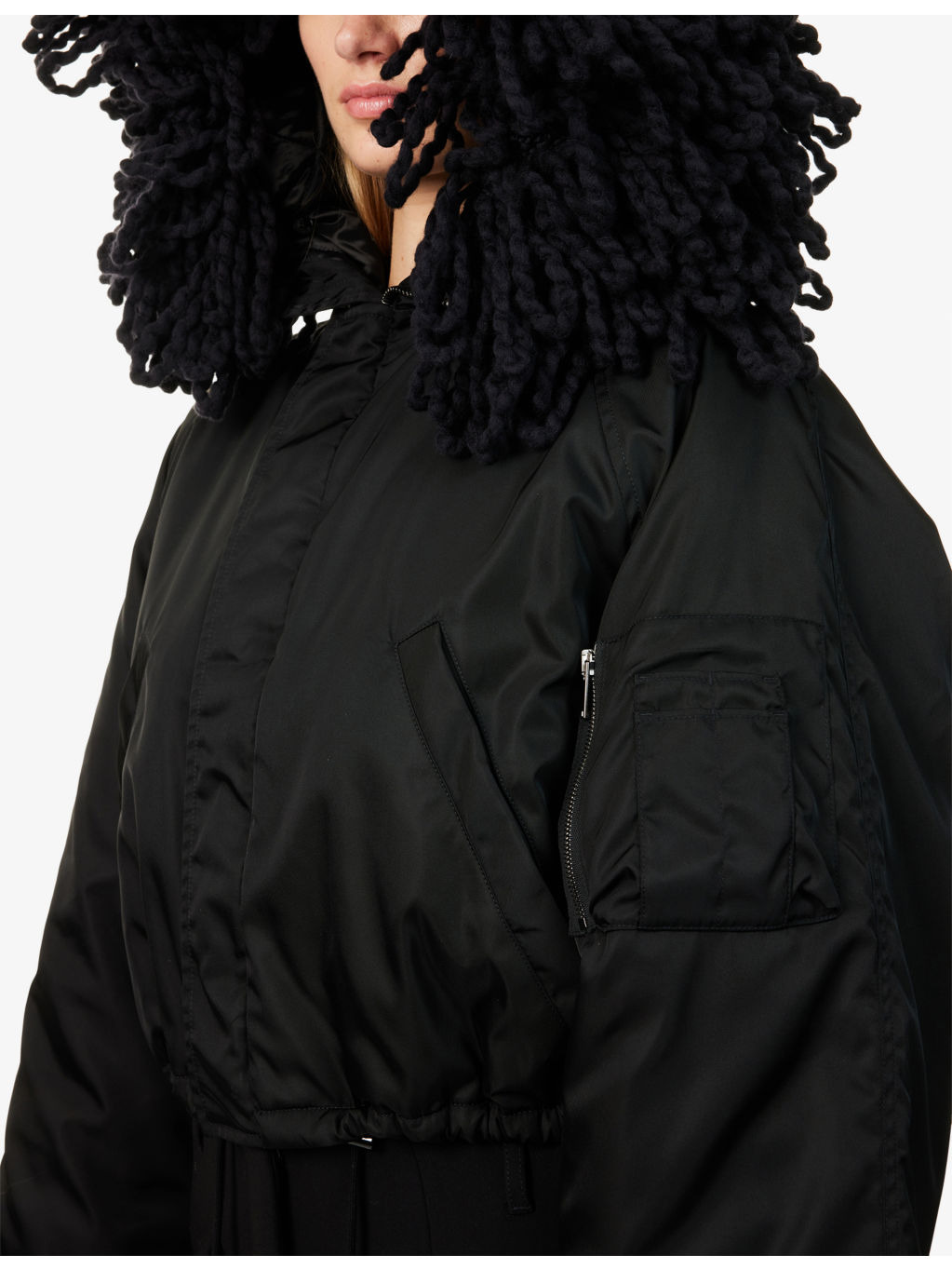 Fringed-Hood Long-Sleeve Padded Jacket - 5