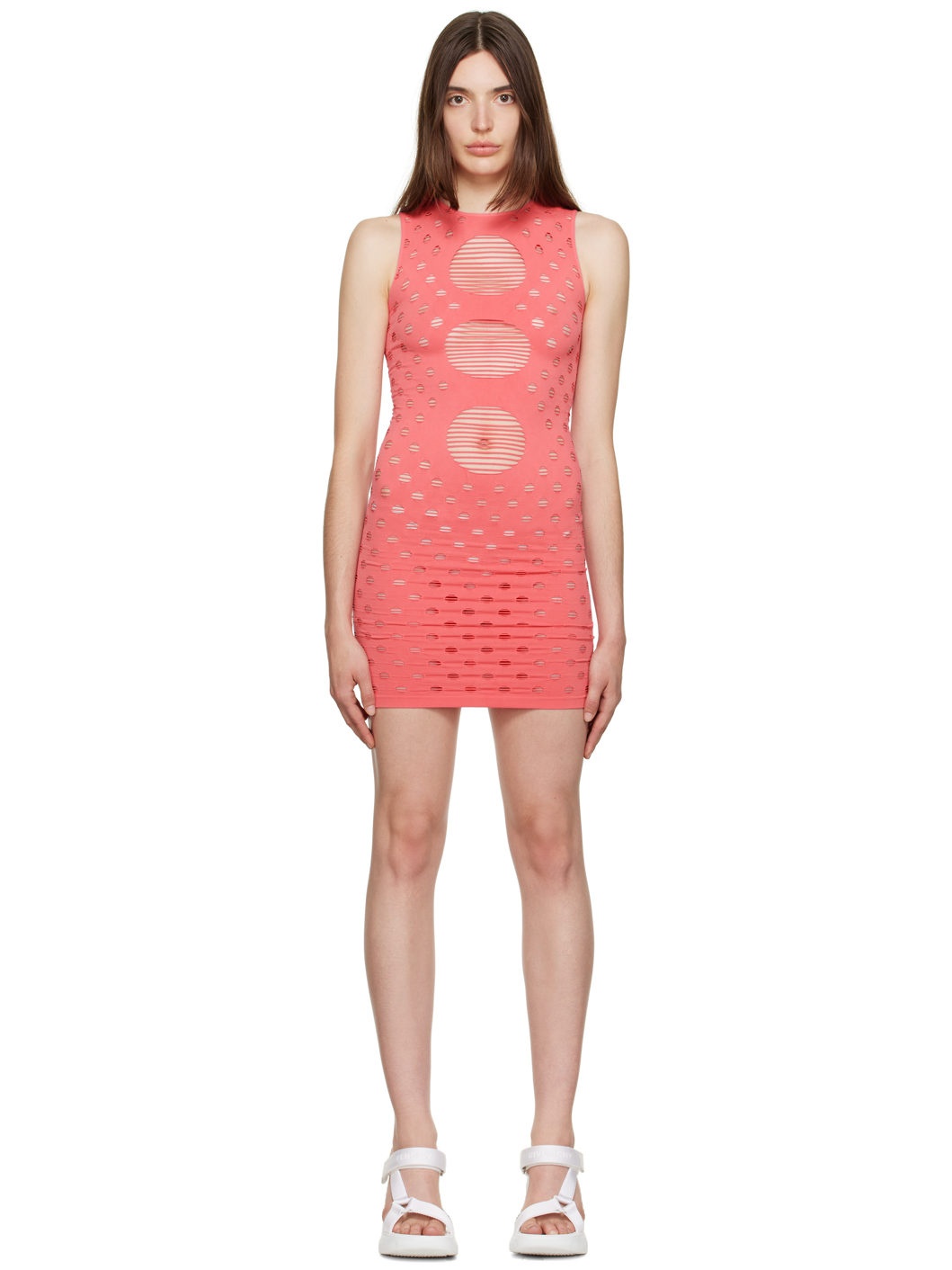 Pink Perforated Minidress - 1