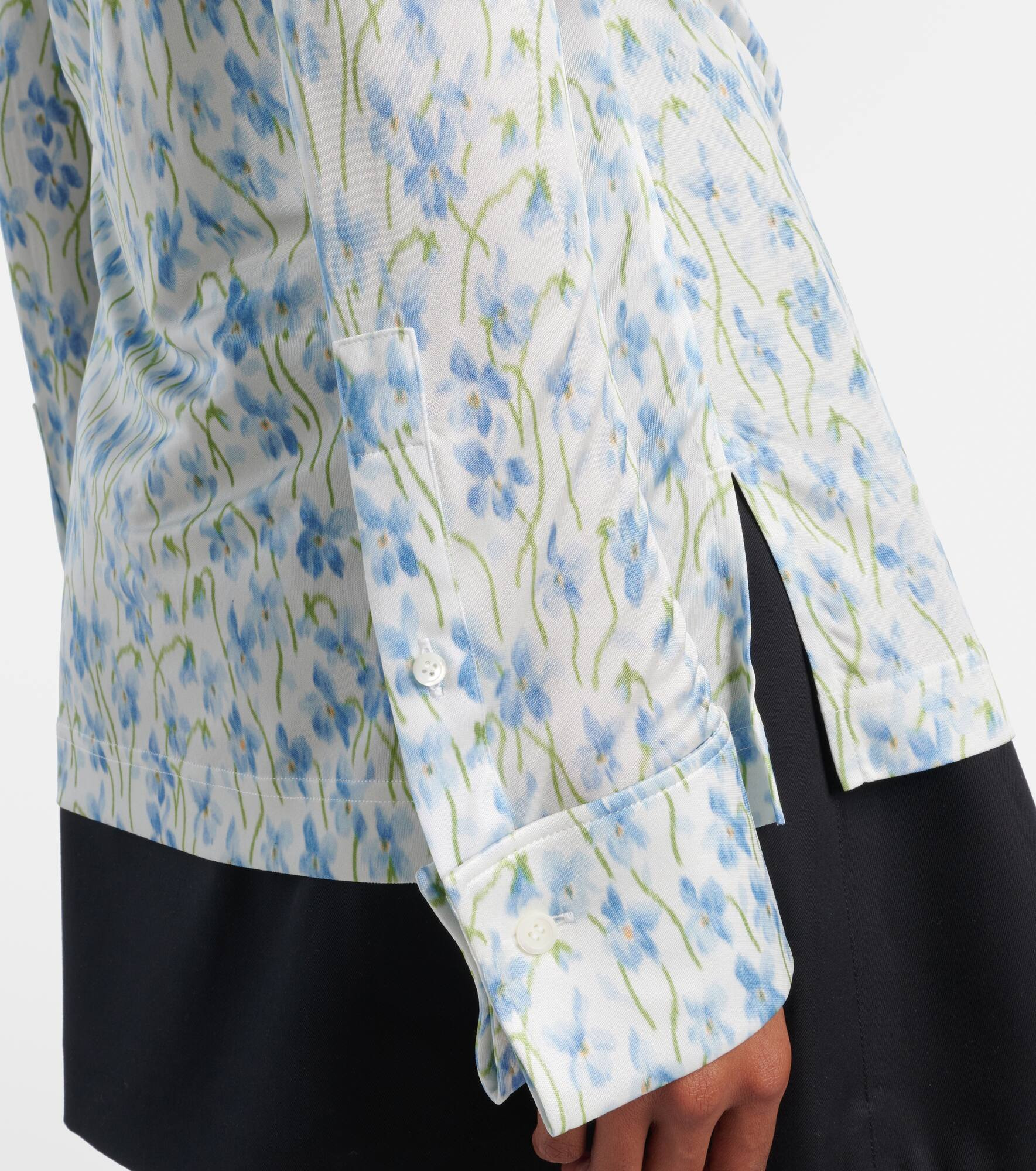 Floral satin jersey shirt - 5