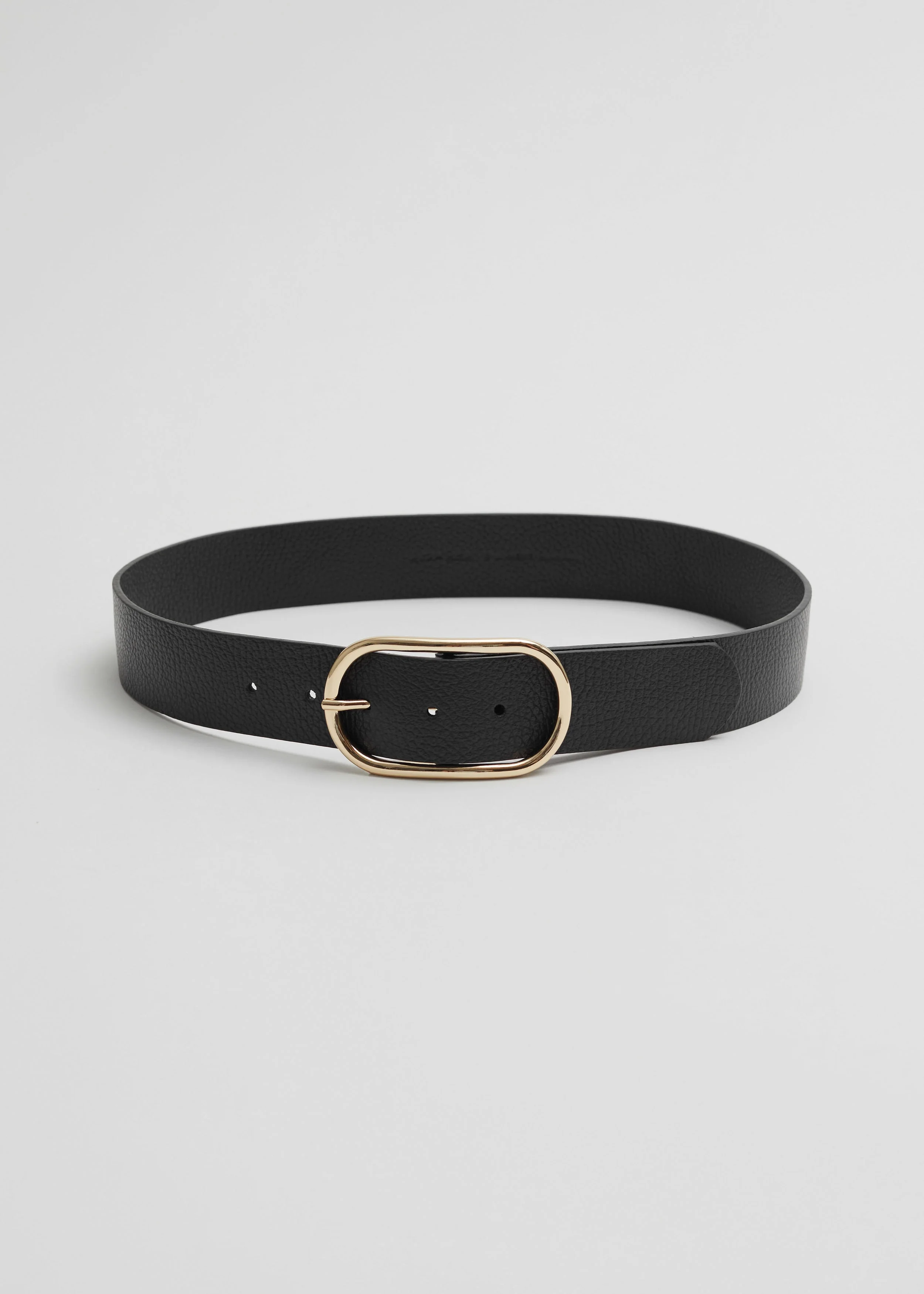 Oval Buckled Leather Belt - 1