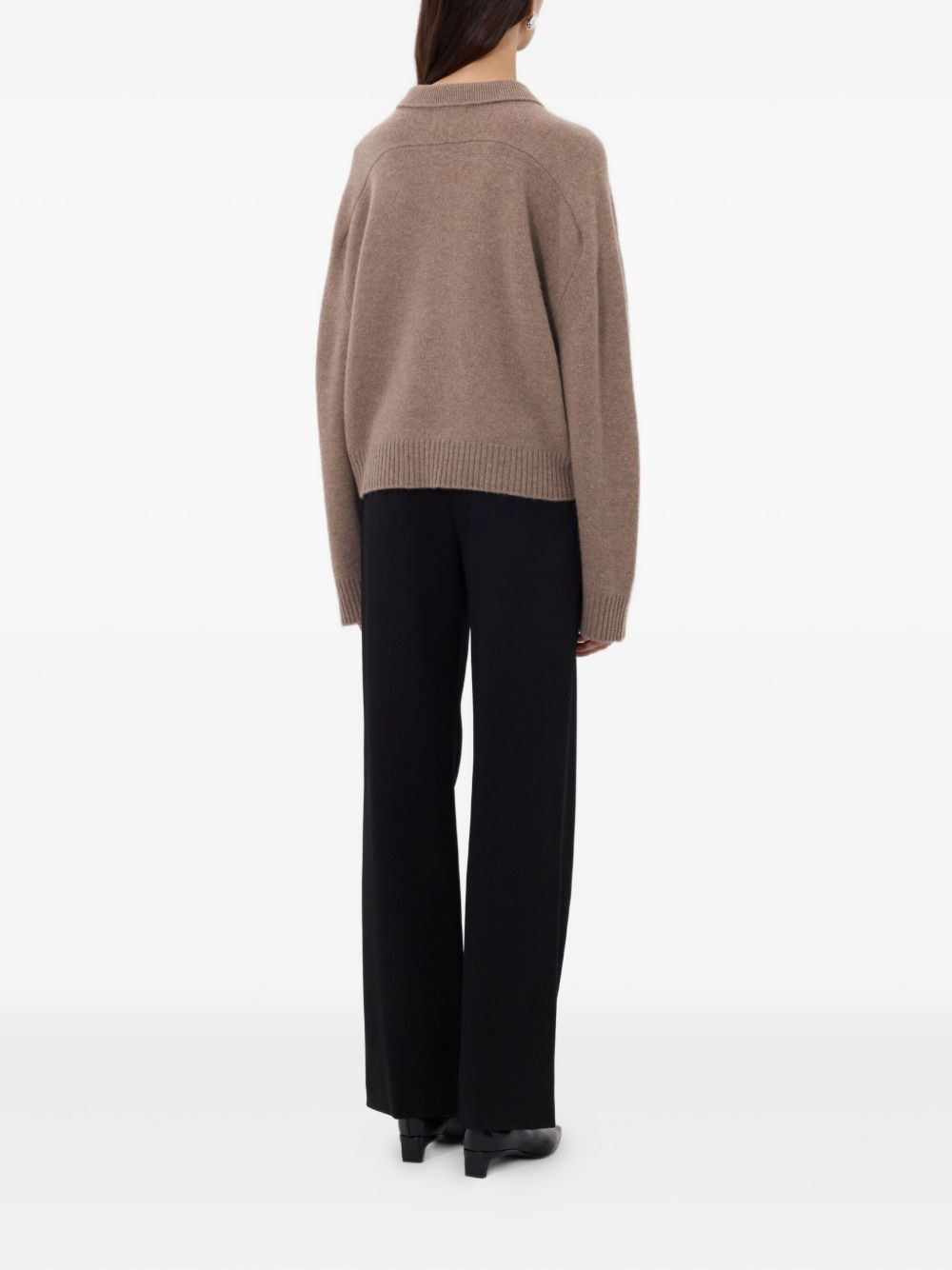 ribbed-hem polo top - 4