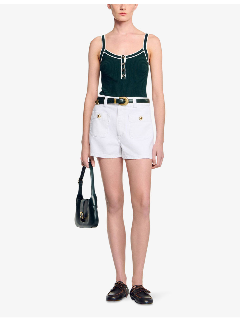 Two-Tone Button-Down Knitted Vest - 2