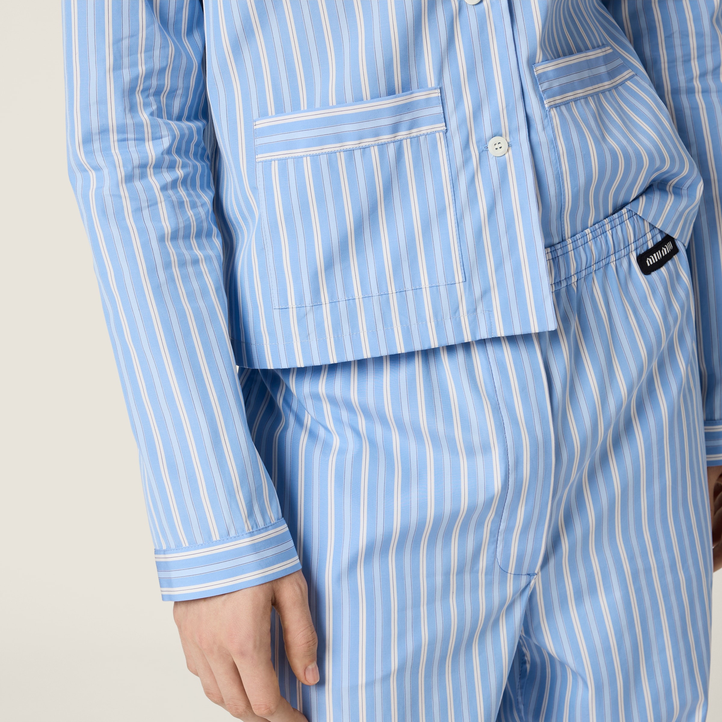 Striped poplin pajama shirt - 5