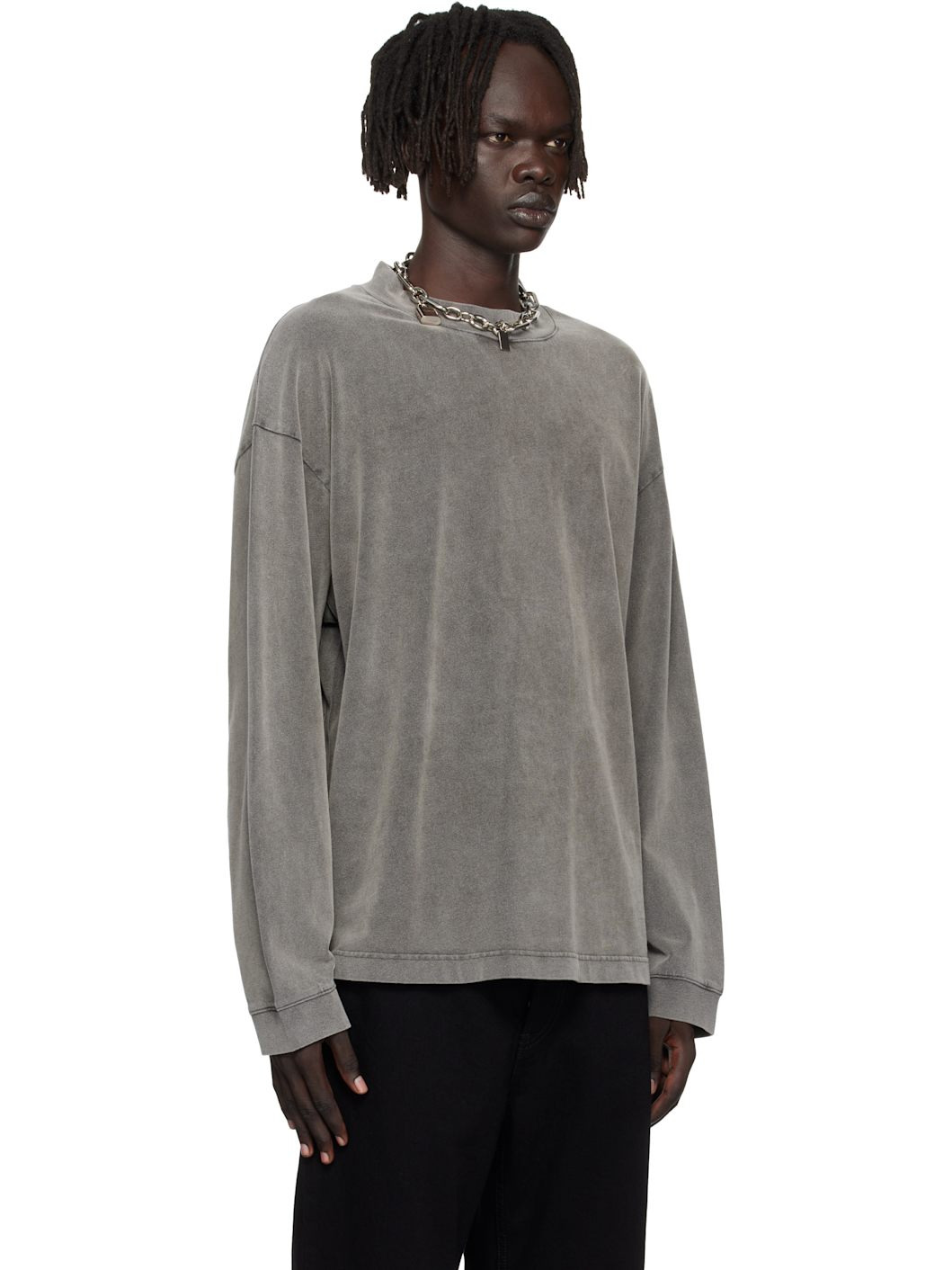 Gray Crew Neck Relaxed Fit Sweatshirt - 2