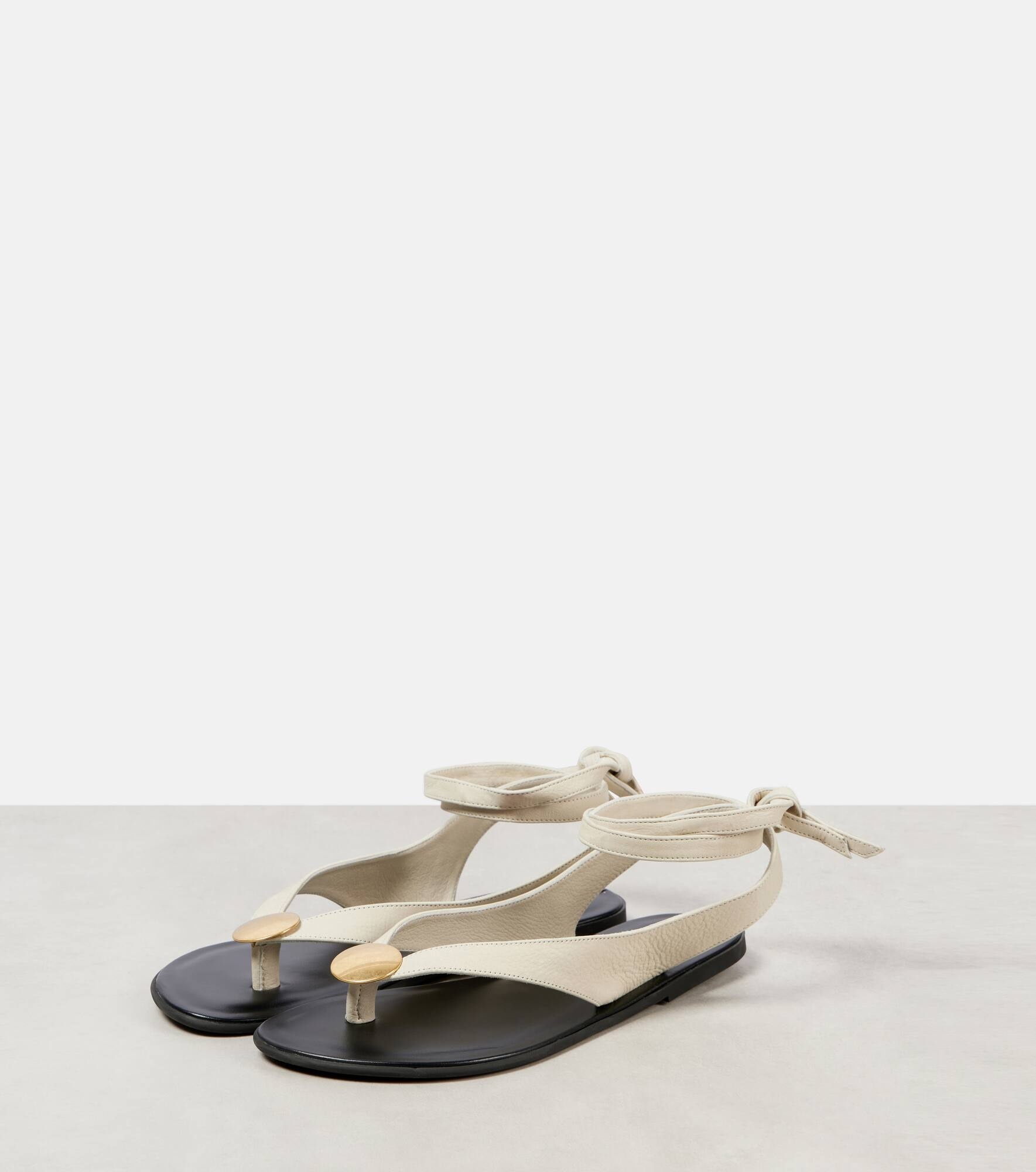 Charm nubuck thong sandals - 5