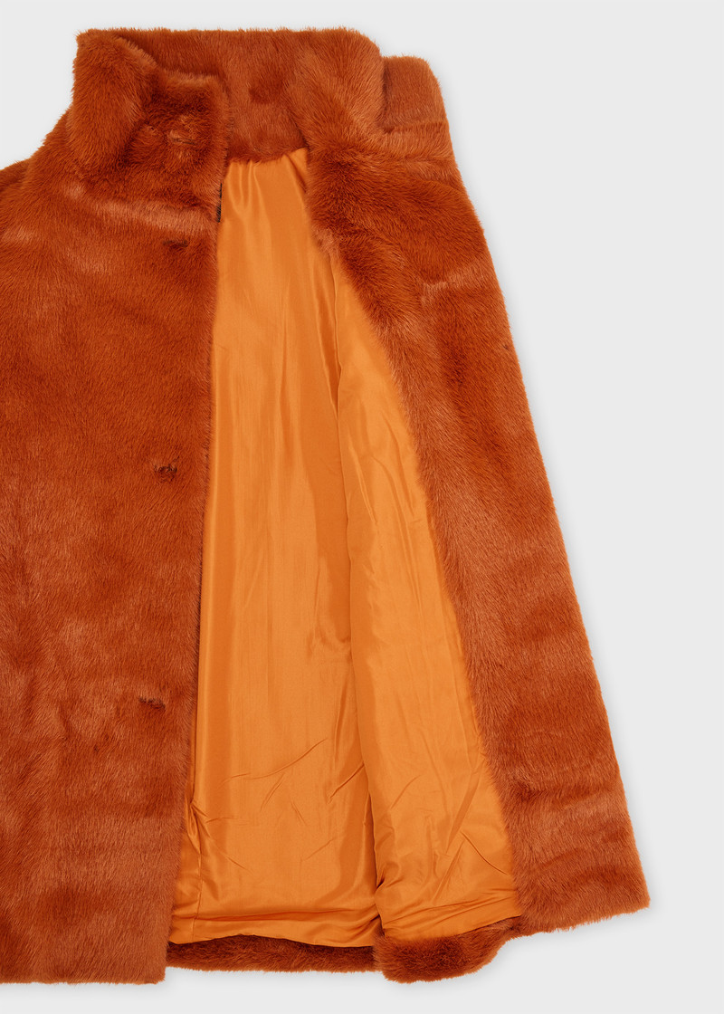 Women's Rust Orange Faux Fur Coat 4