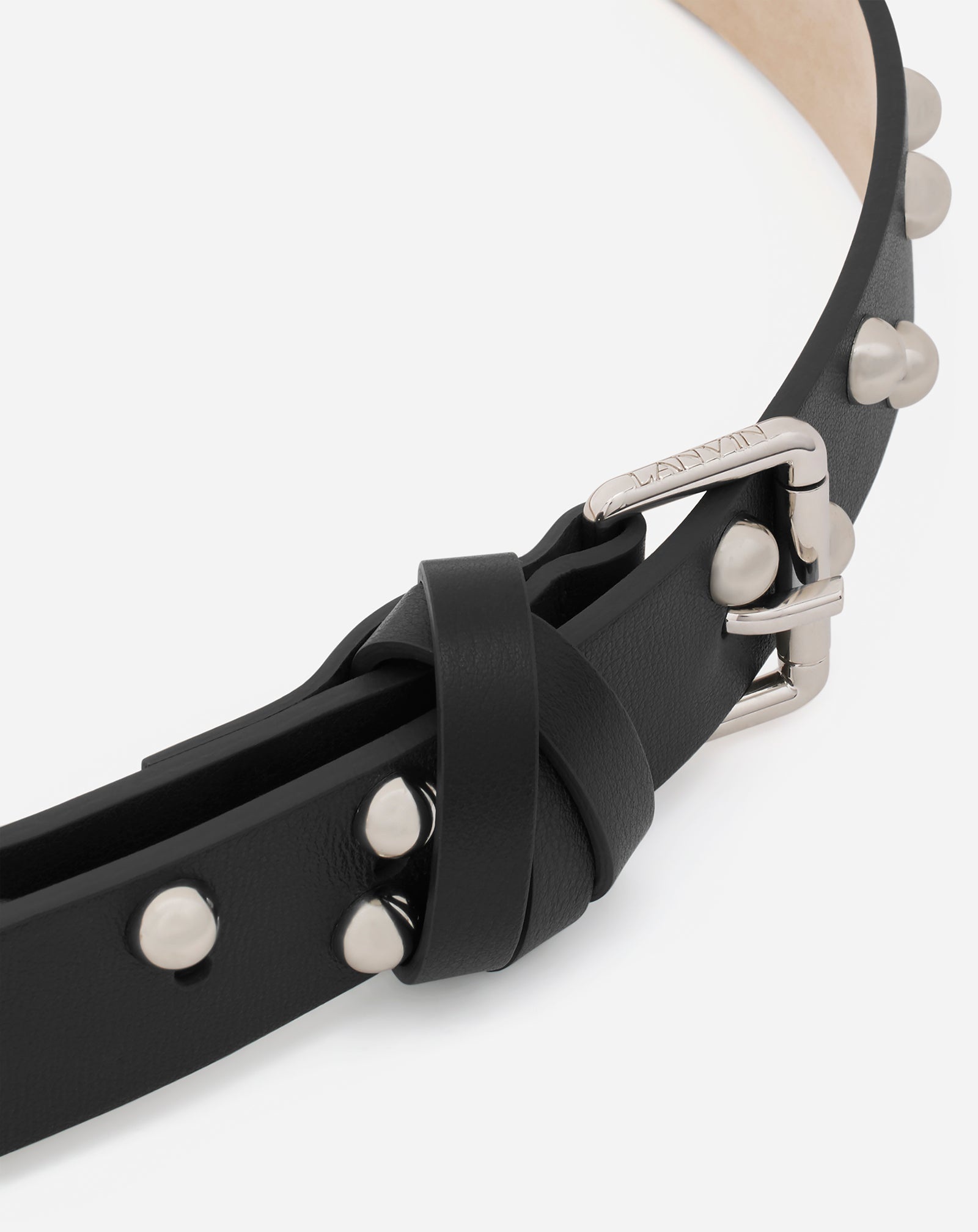 Lanvin engraved-buckle leather belt - Black