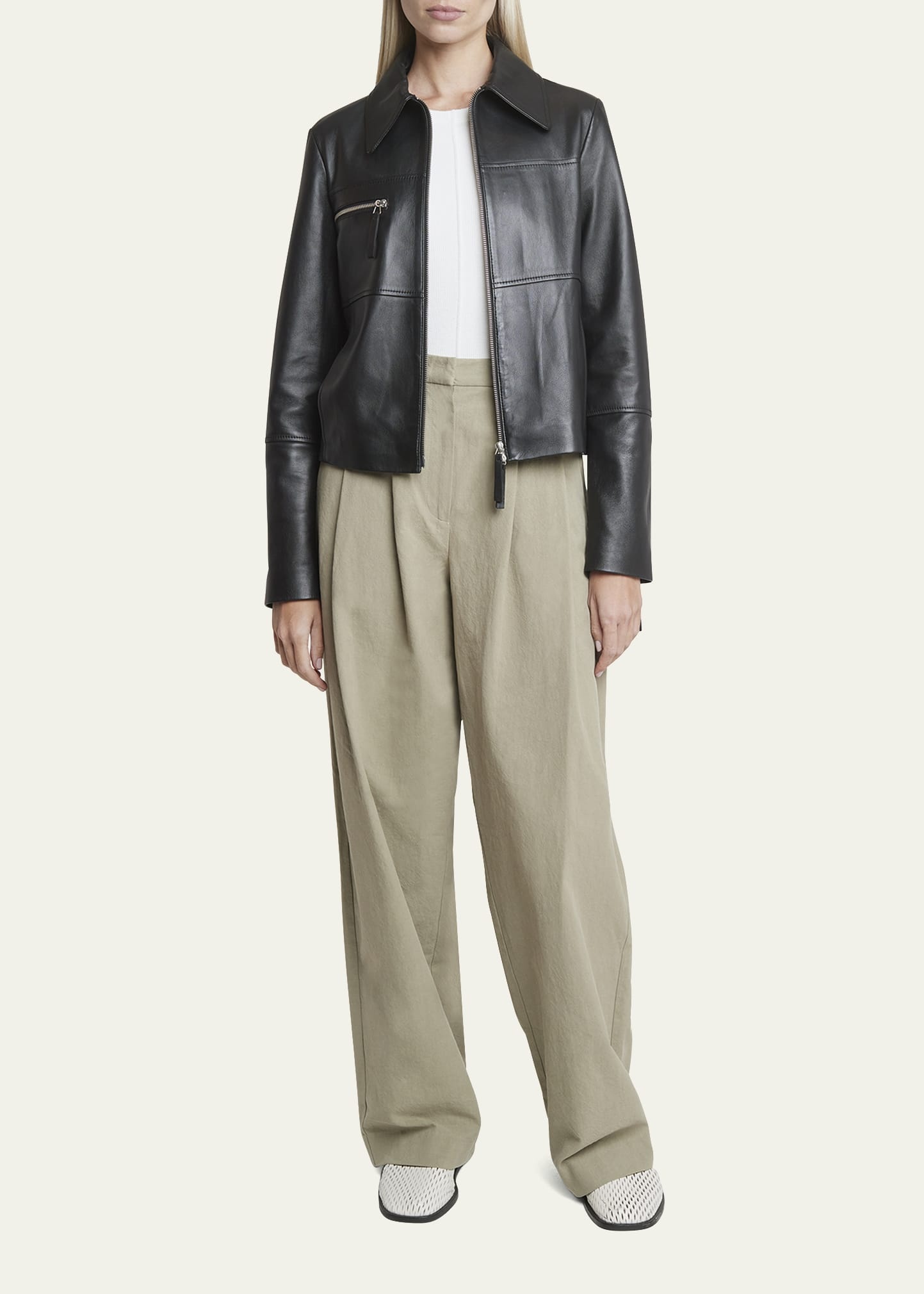 Annabel Zip-Front Leather Jacket - 2