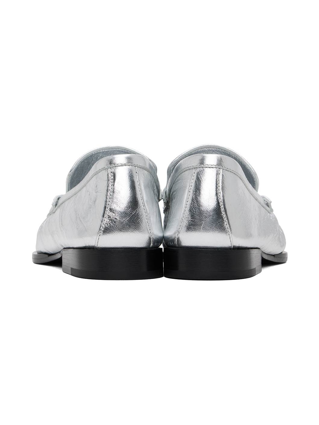 Silver Leather Loafers - 2
