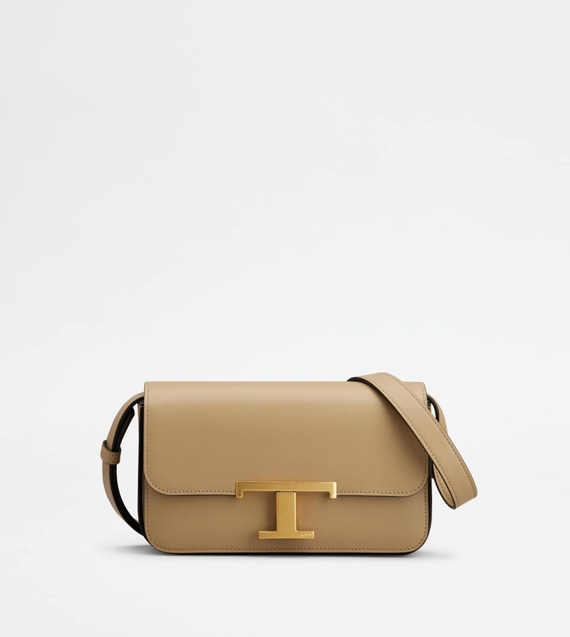 T TIMELESS CROSSBODY BAG IN LEATHER MICRO - BEIGE 1