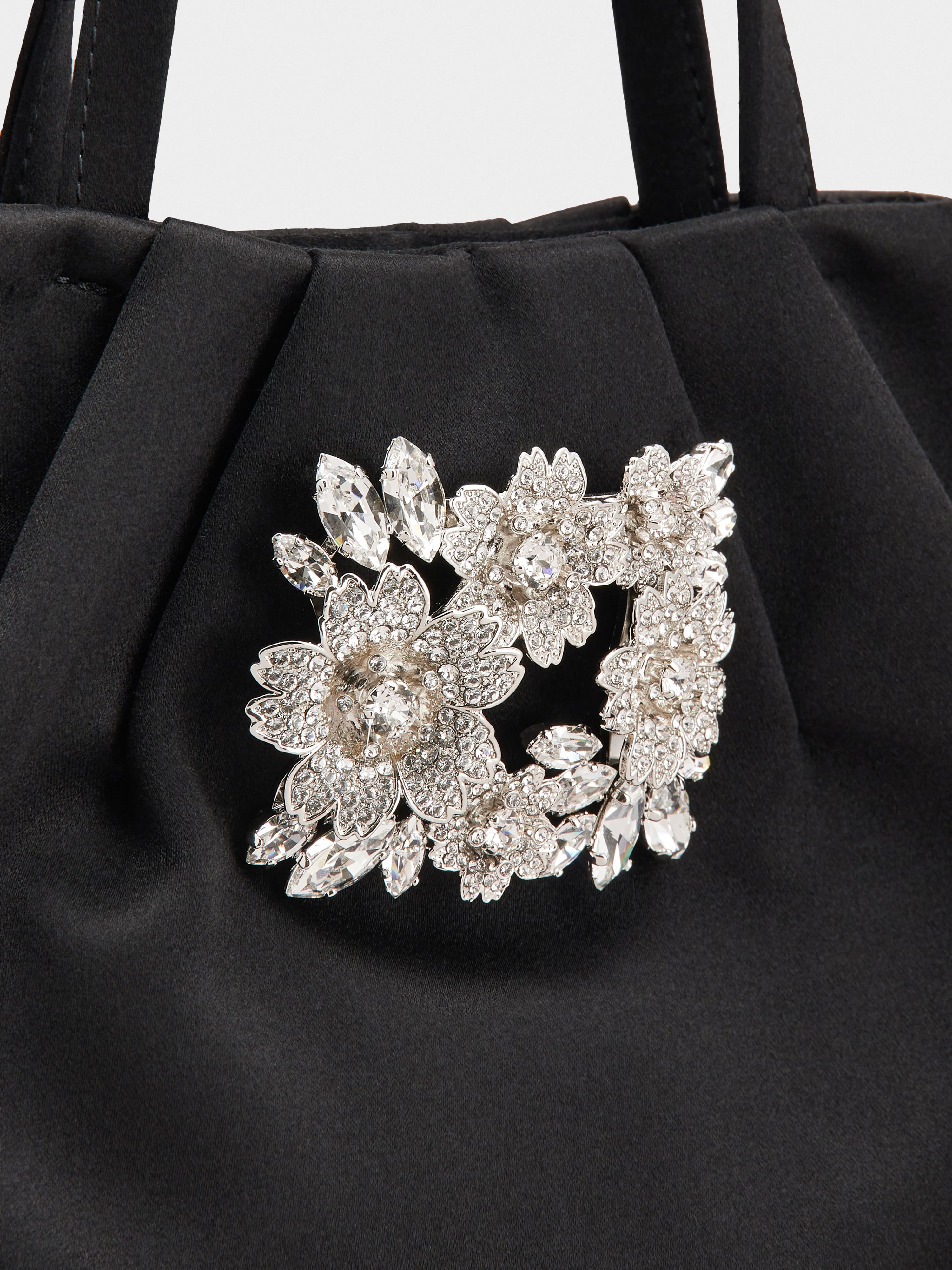 Drapé Pocket Bouquet Strass Buckle Micro Bag in Satin - 7