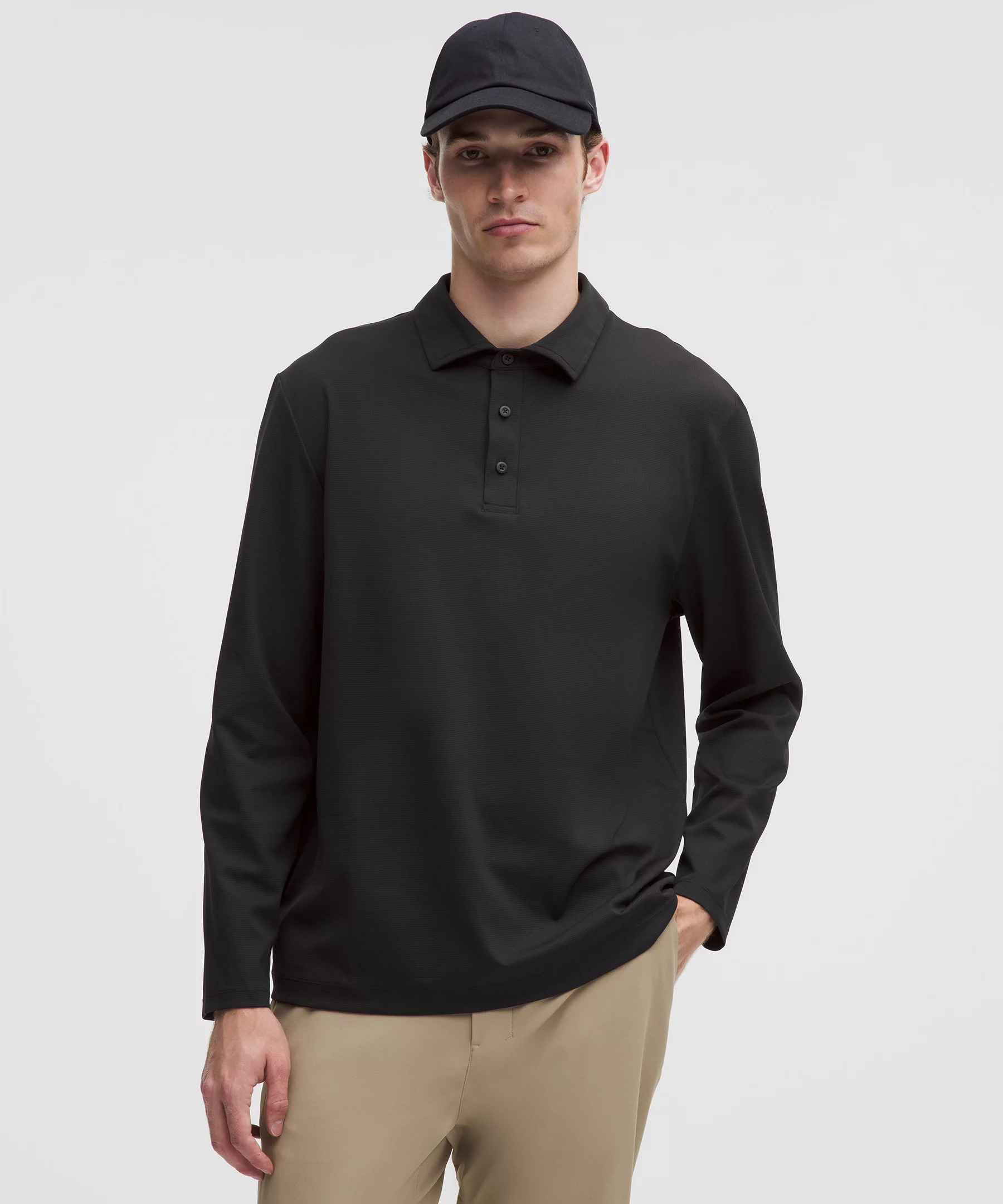 Relaxed-Fit Long-Sleeve Golf Polo Shirt - 1