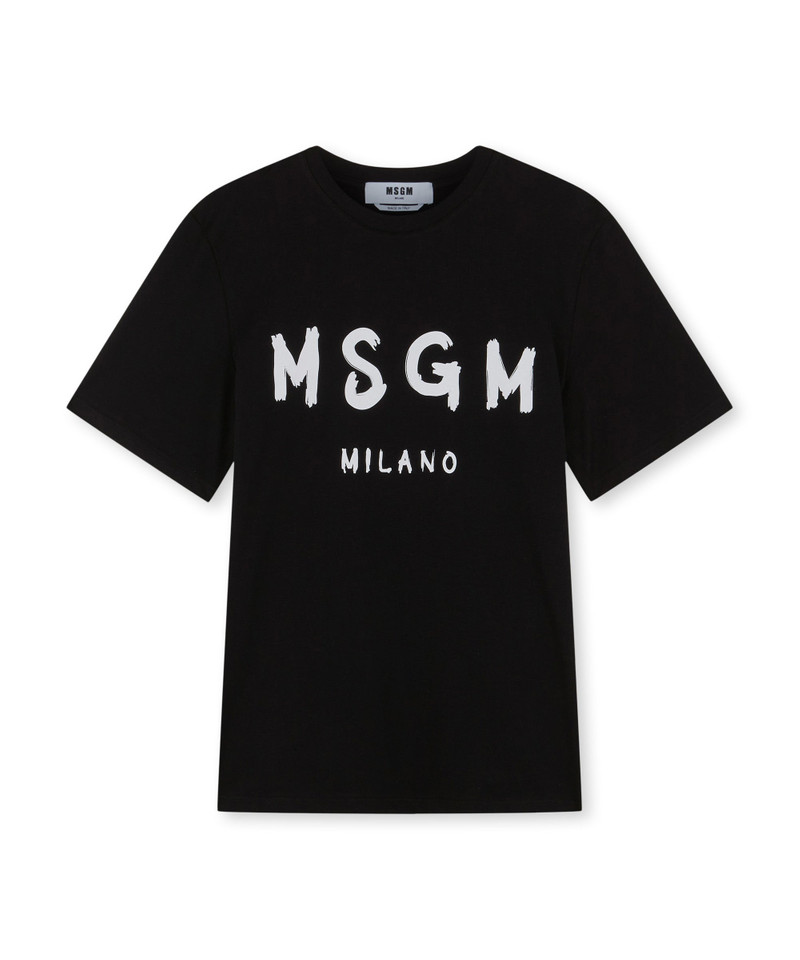Cotton T-shirt with brushed logo - 1