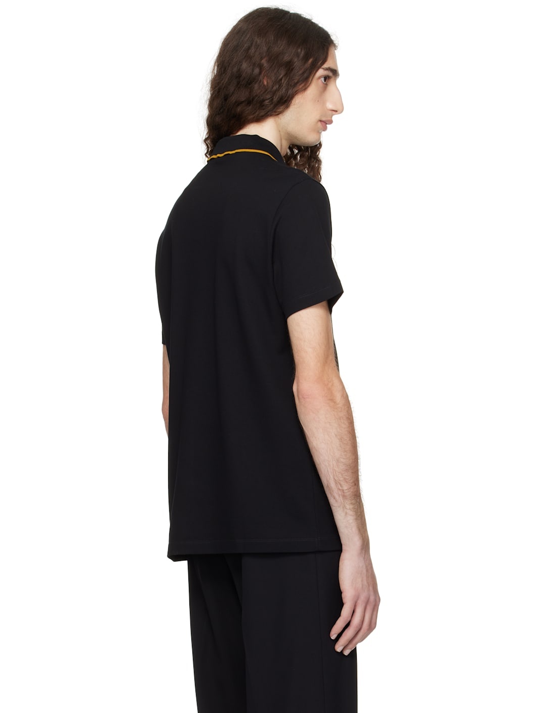 Black Embroidered Architectural Baroque Polo - 3