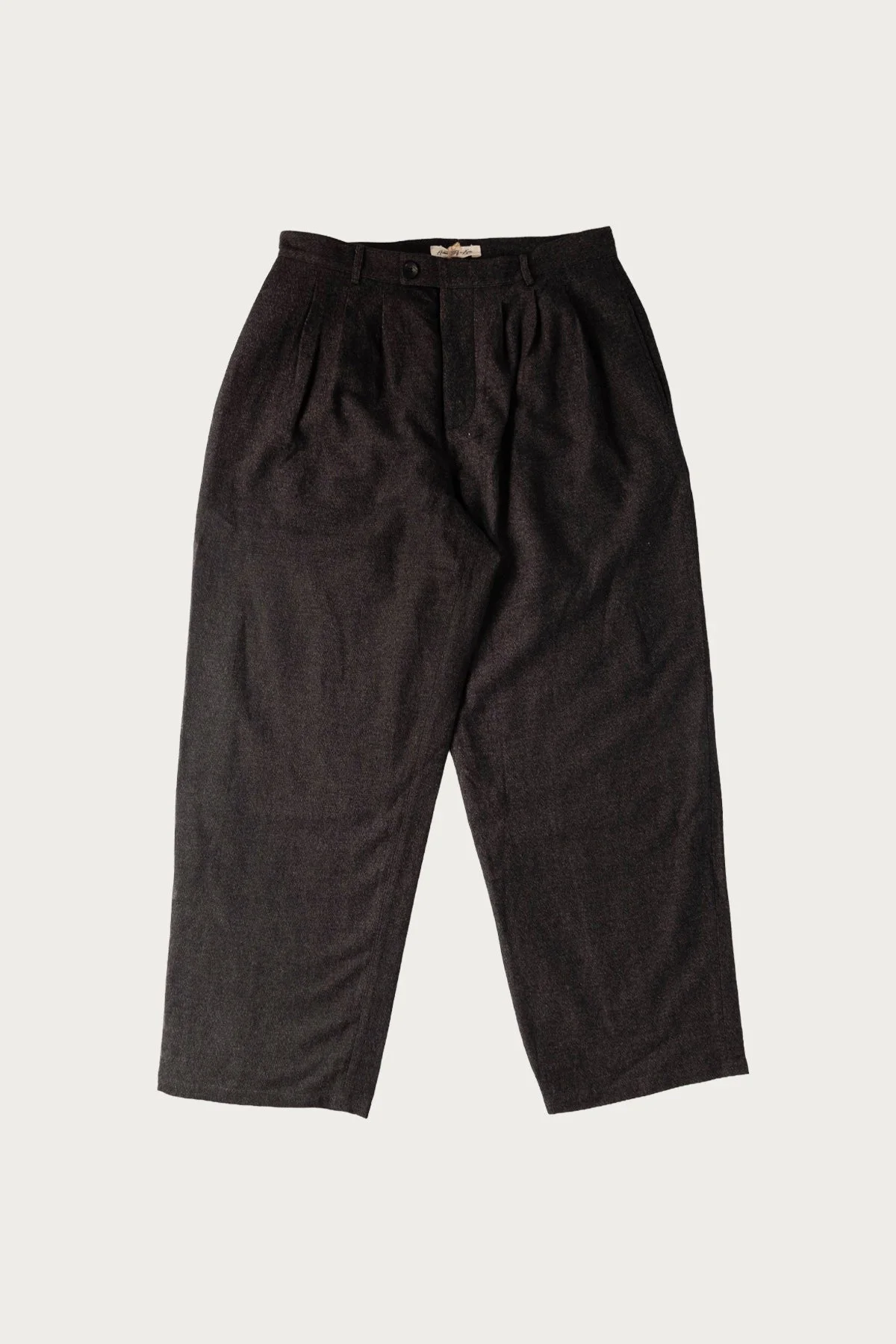 Triple Pleated Pant - Charcoal Wool Yak Linen Twill - 1