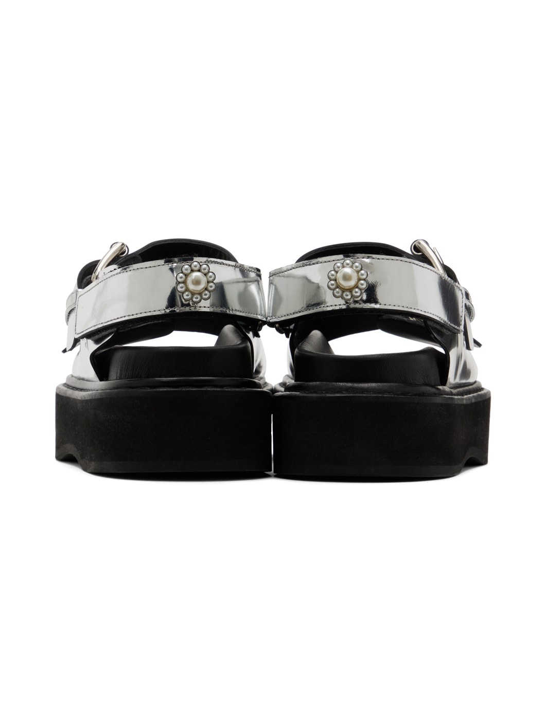 Silver Pearl Daisy Platform Sandals - 2