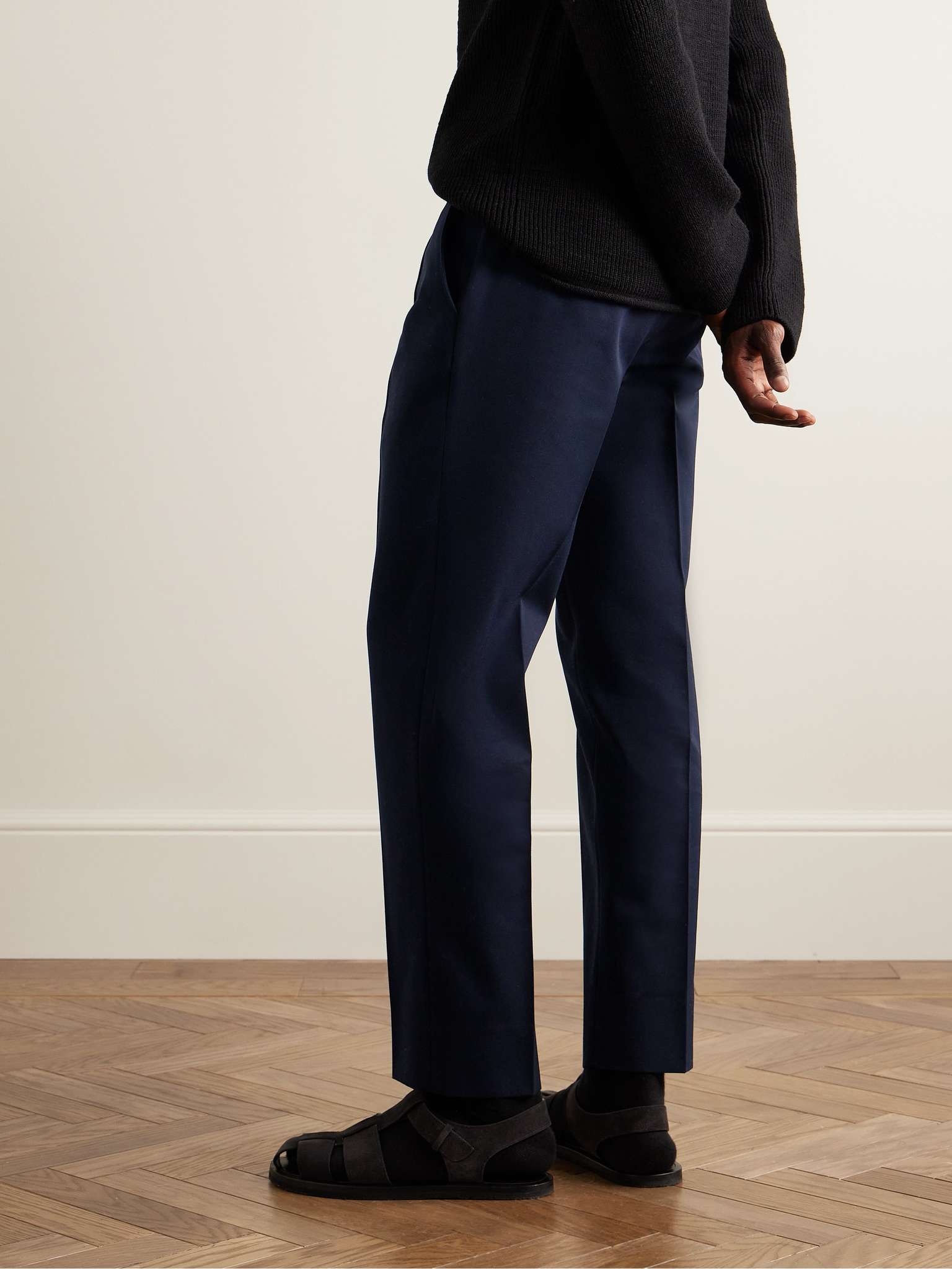 Slim-Fit Pleated Cotton and Wool-Blend Twill Trousers - 4