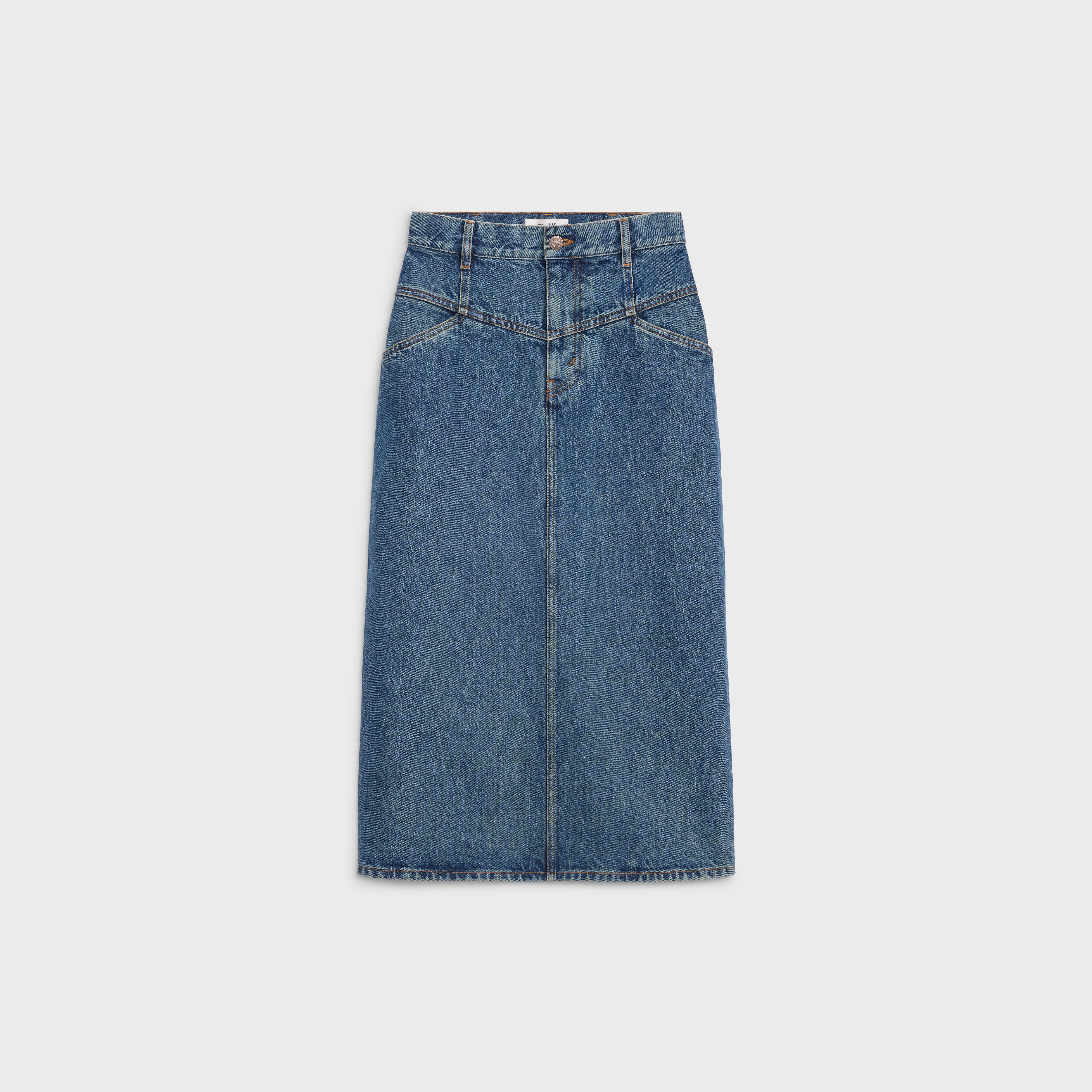 MIDI SKIRT IN DARK UNION WASH DENIM - 1