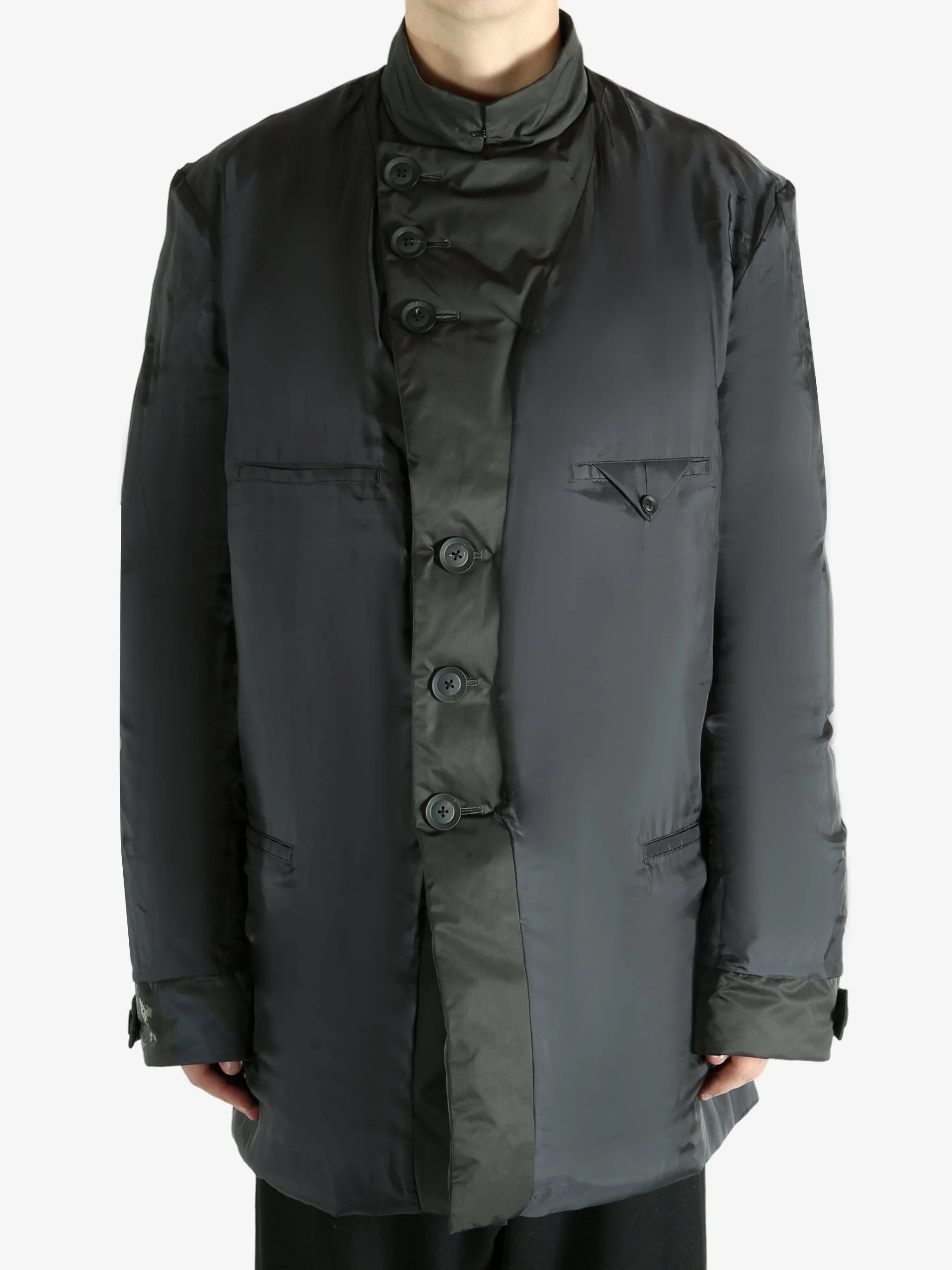 YOHJI YAMAMOTO POUR HOMME - Men Horizontal Padded Long Pt Jacket - 1