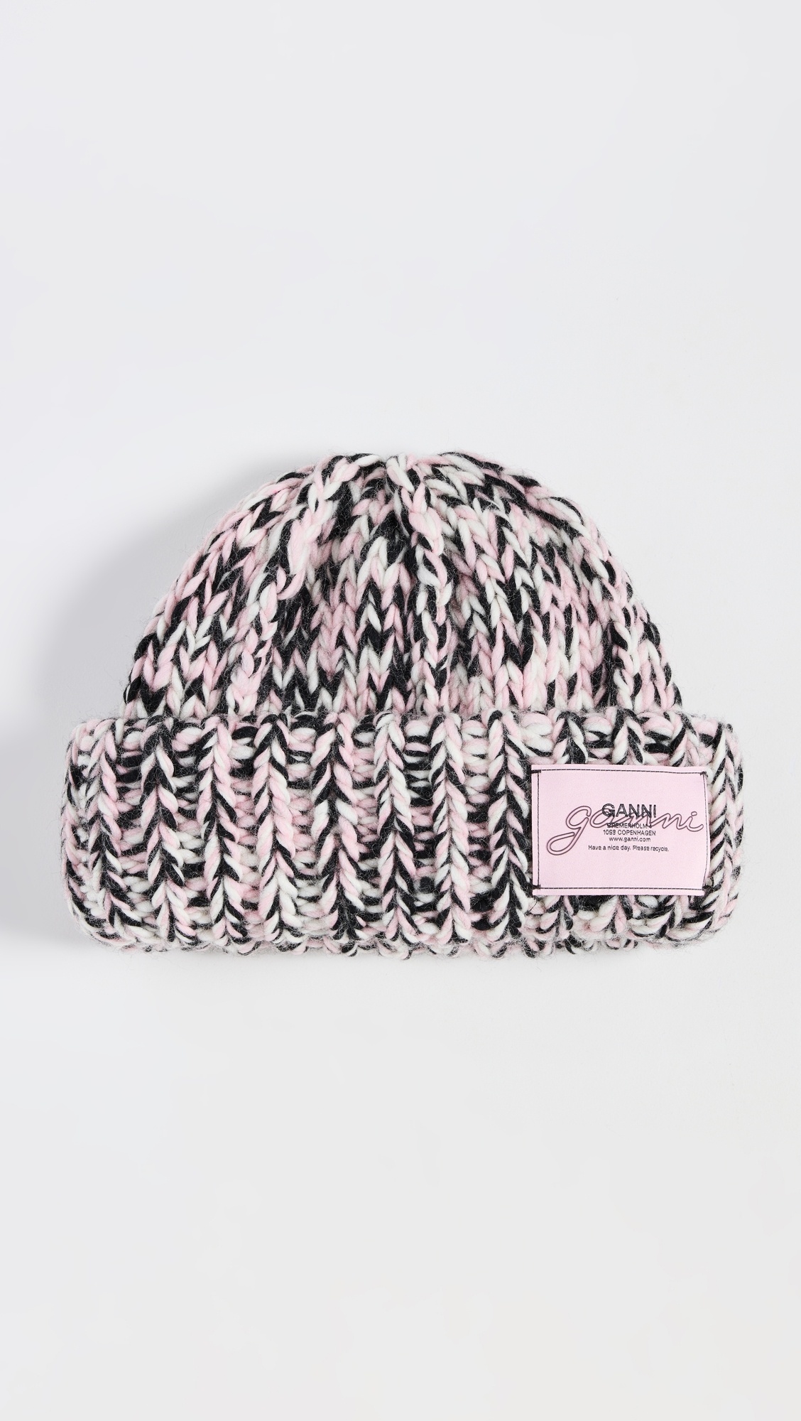 GANNI Graphic Wool Handknit Beanie | shopbop | REVERSIBLE
