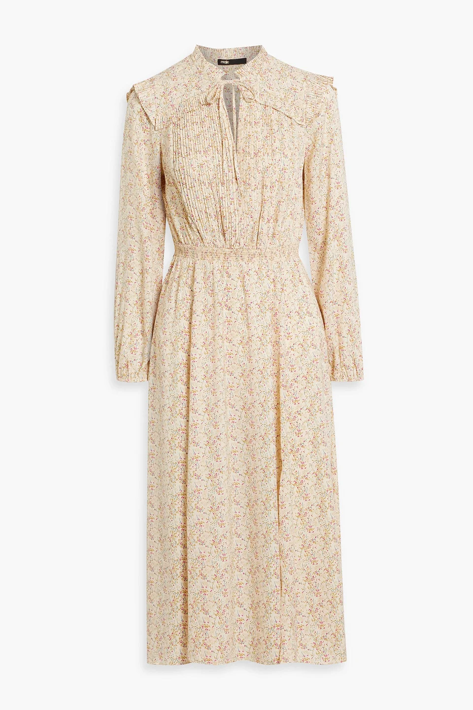 Pintucked floral-print crepe midi dress - 1