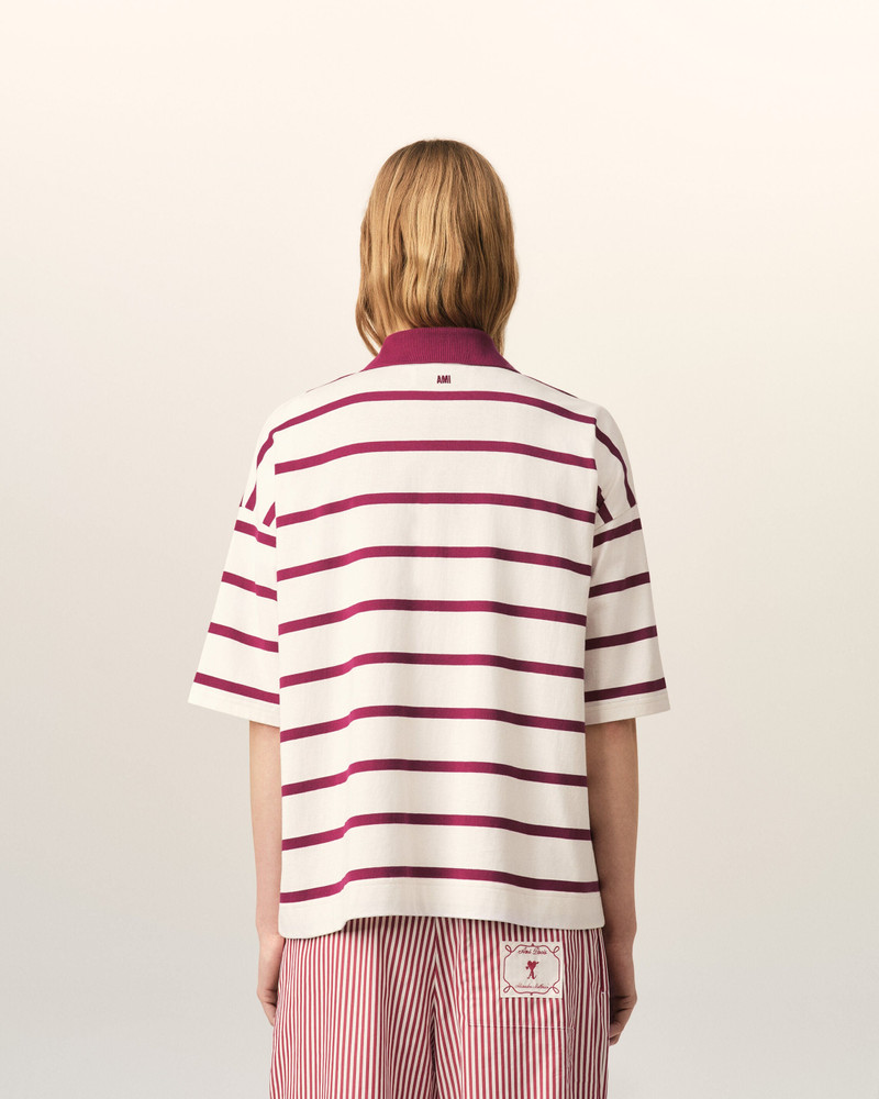 WHITE COTTON POLO WITH AMI DE COEUR ARROW 5