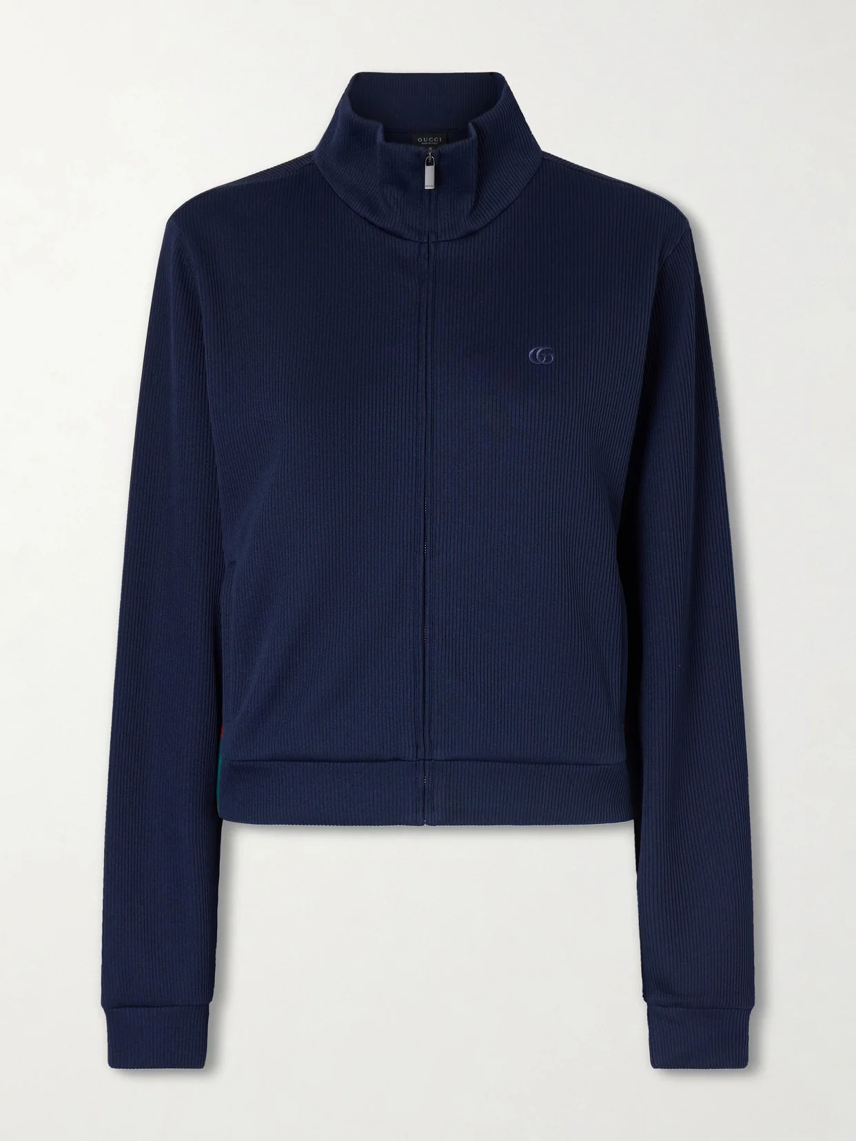 Webbing-trimmed Ribbed Zip-up Jacket - 1
