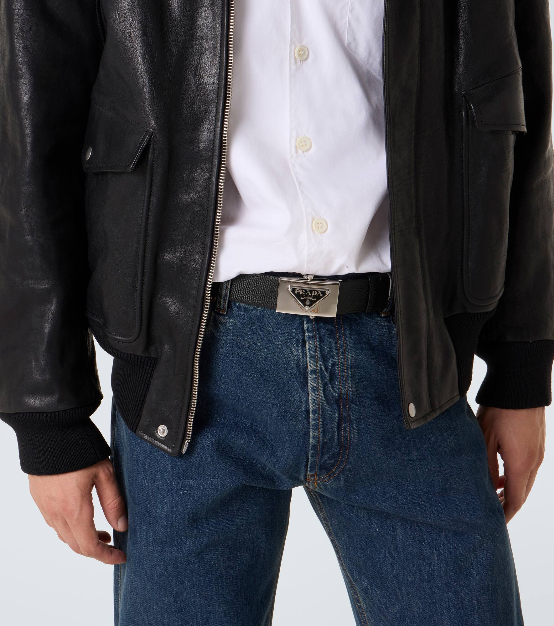 Saffiano leather belt - 3