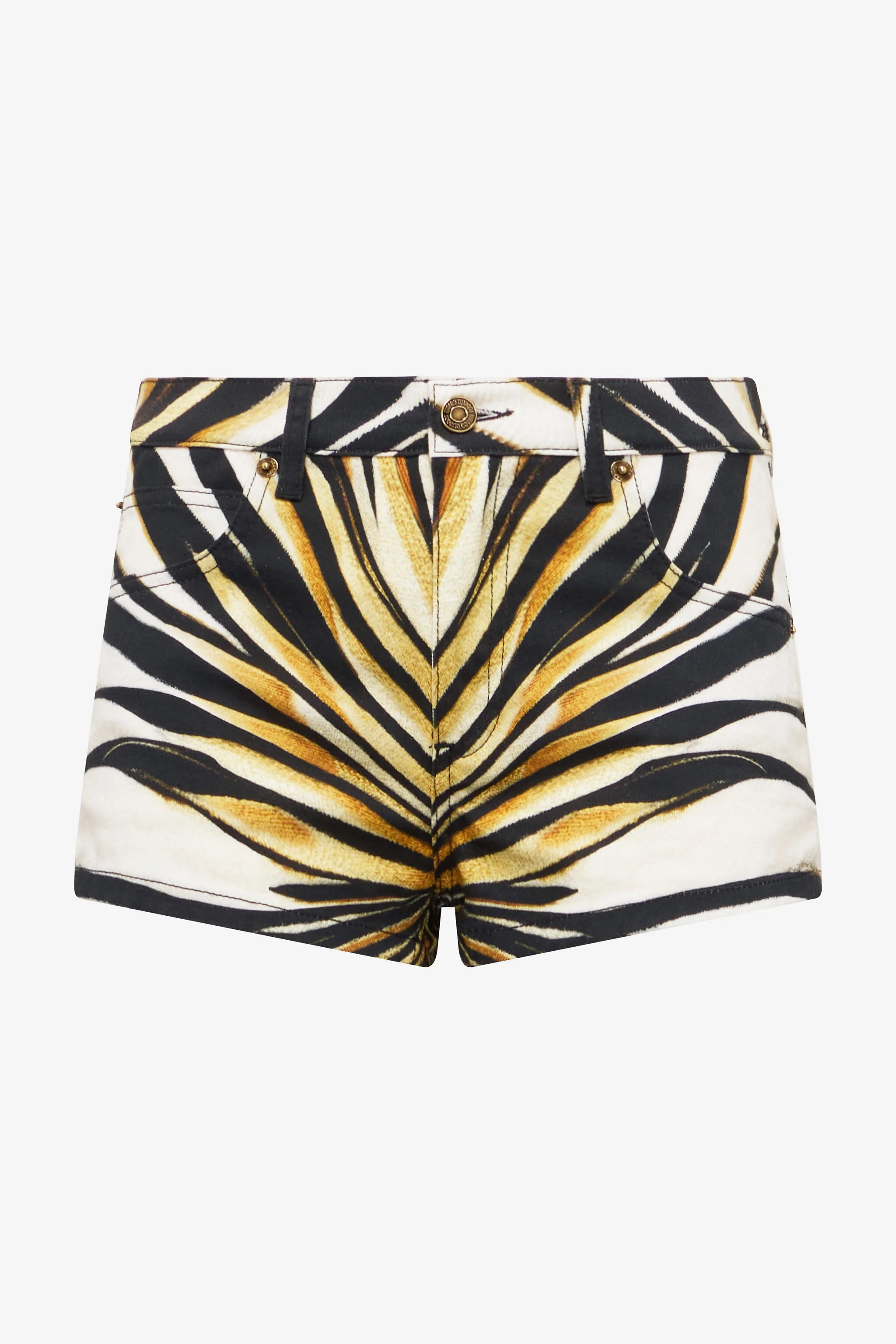 Ray Of Gold Print Denim Shorts - 1