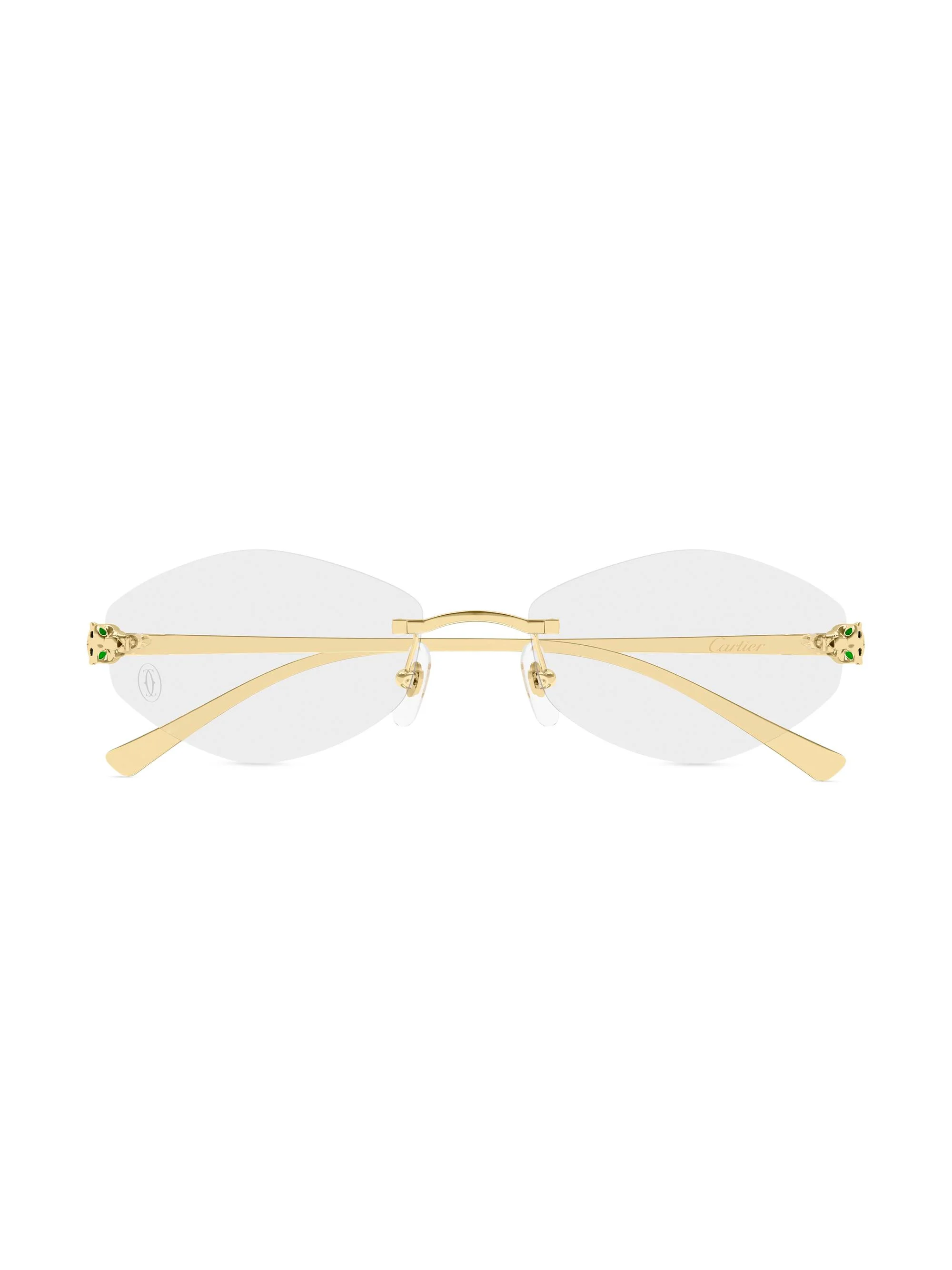 Women's Panthère Classic 56MM 24K-Gold-Plated Oval Optical Glasses - Gold Clear - 1