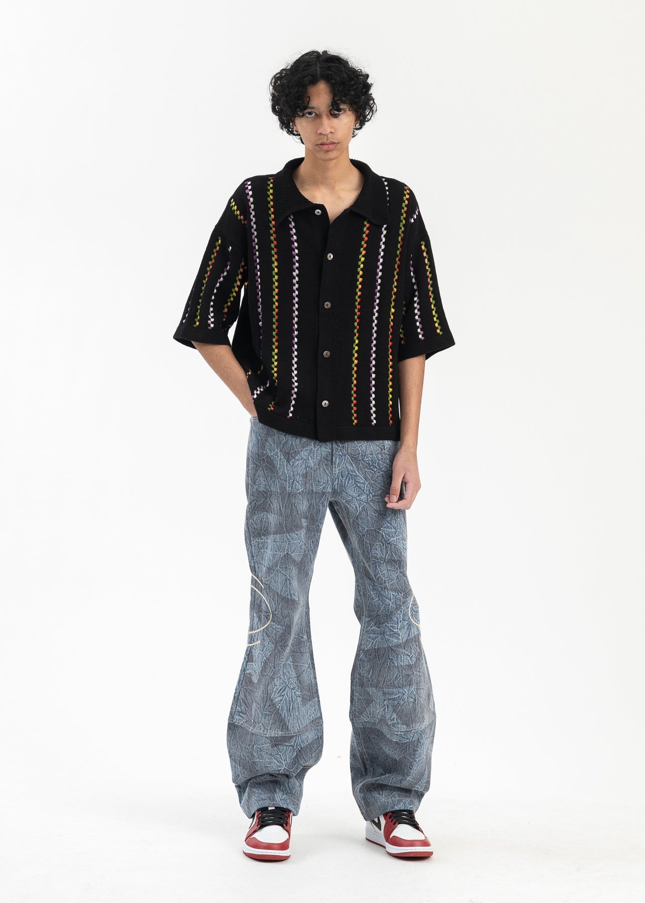 CYBER BLUE JON PATTERN WASHED HOURGLASS JEANS - 7