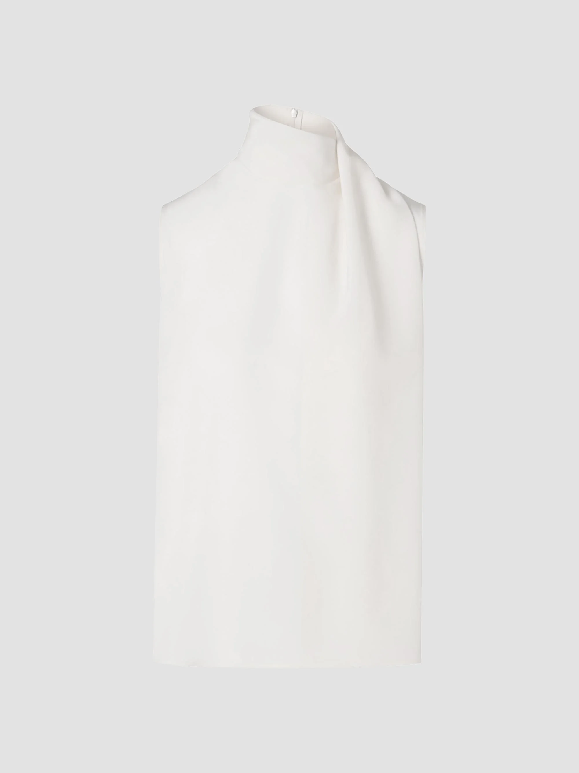 Women's Silk Shawl Draped Sleeveless Blouse - Cream - 1