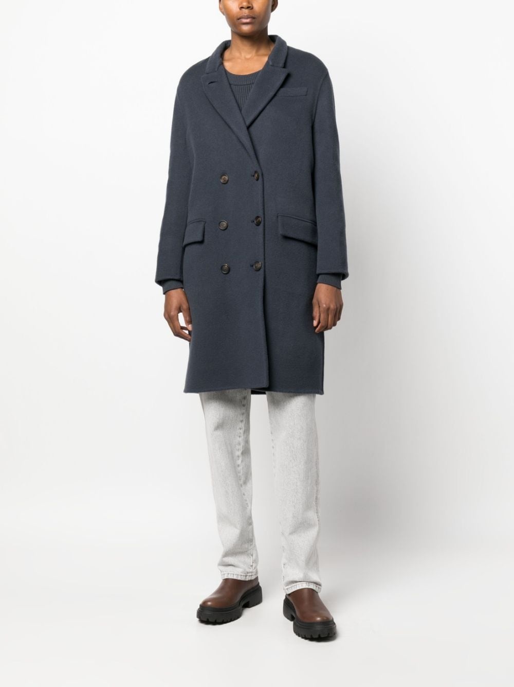 double-breasted button-fastening coat - 2