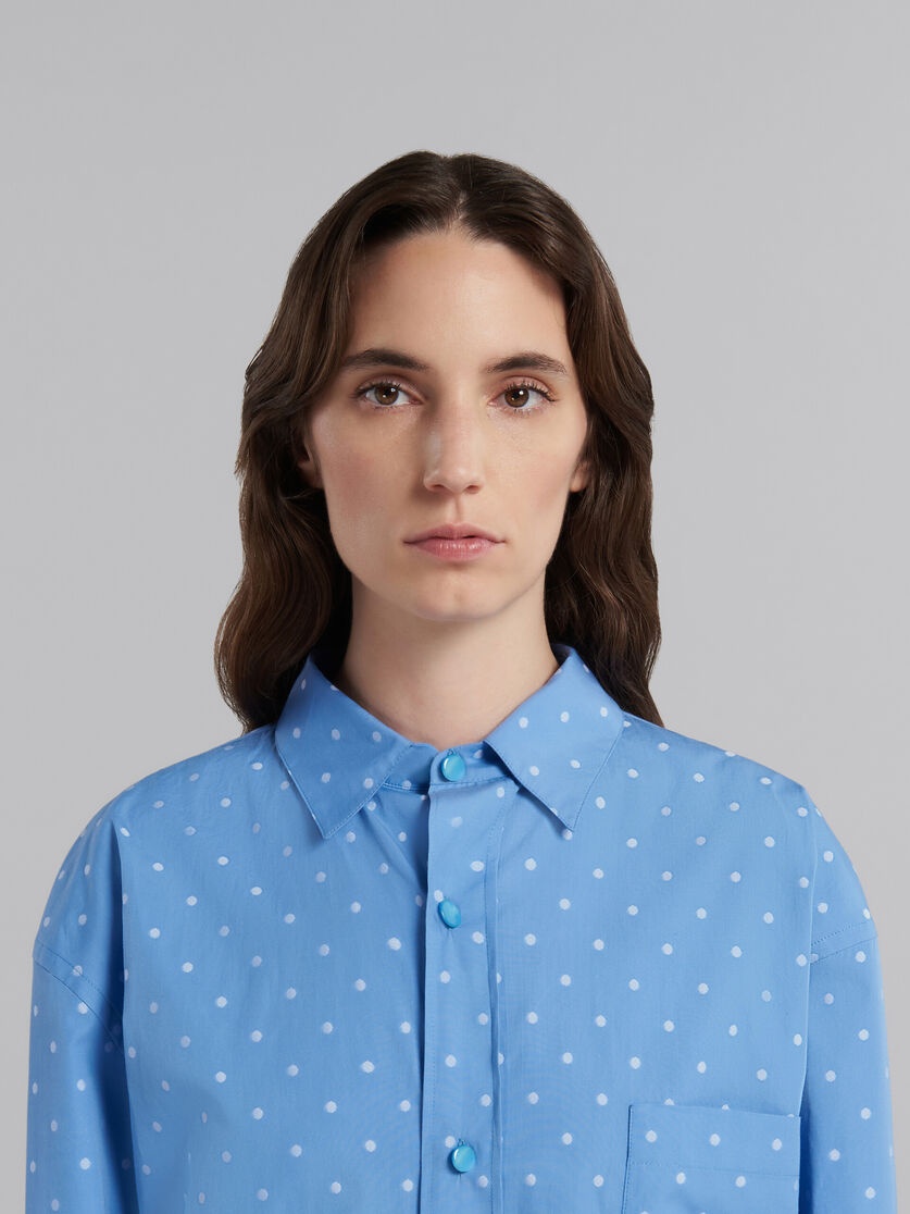 LIGHT BLUE POPLIN SHIRT WITH POLKA DOTS - 4