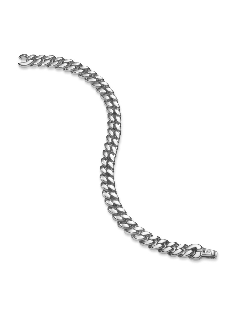 Men's Curb Chain Bracelet in Platinum, 8MM - Silver 4