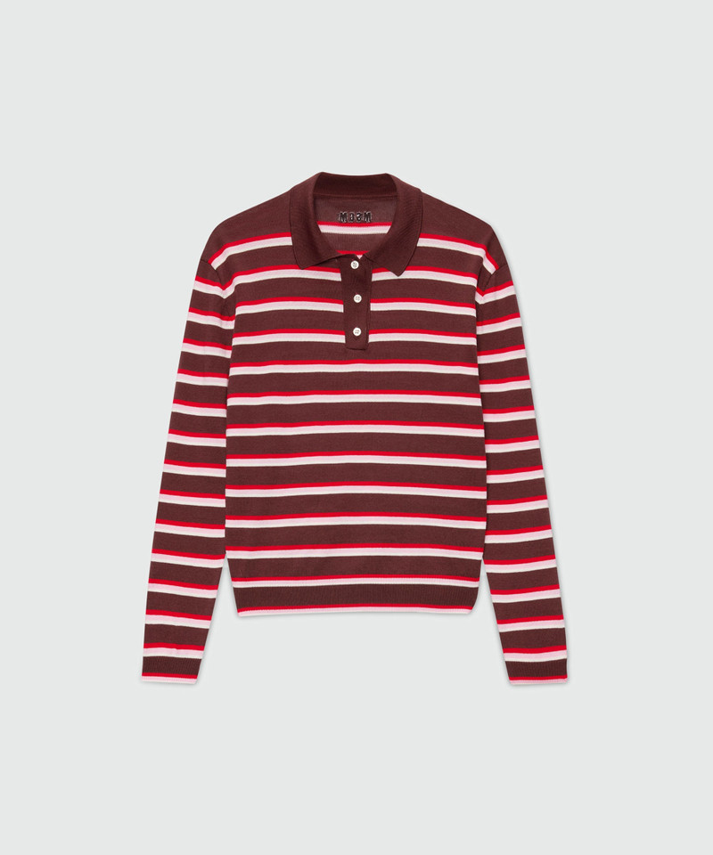 Horizontal striped knit polo. 1
