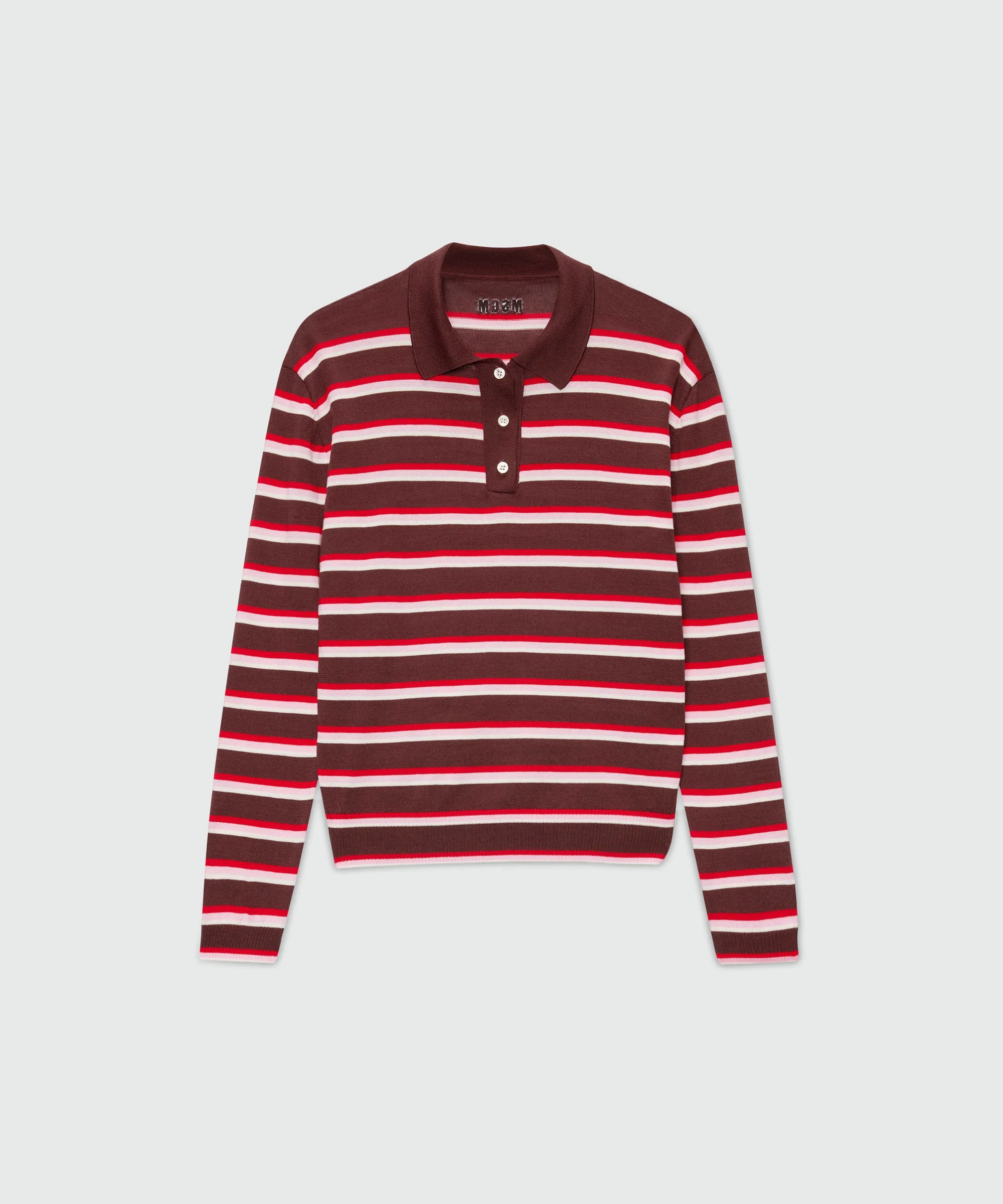 Horizontal striped knit polo. - 1