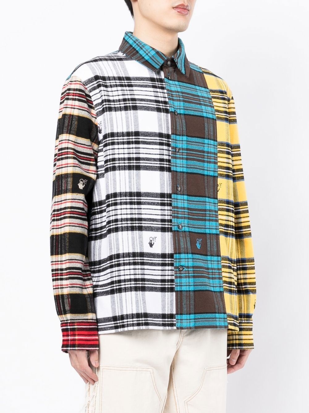 multi-panel check-pattern shirt - 3