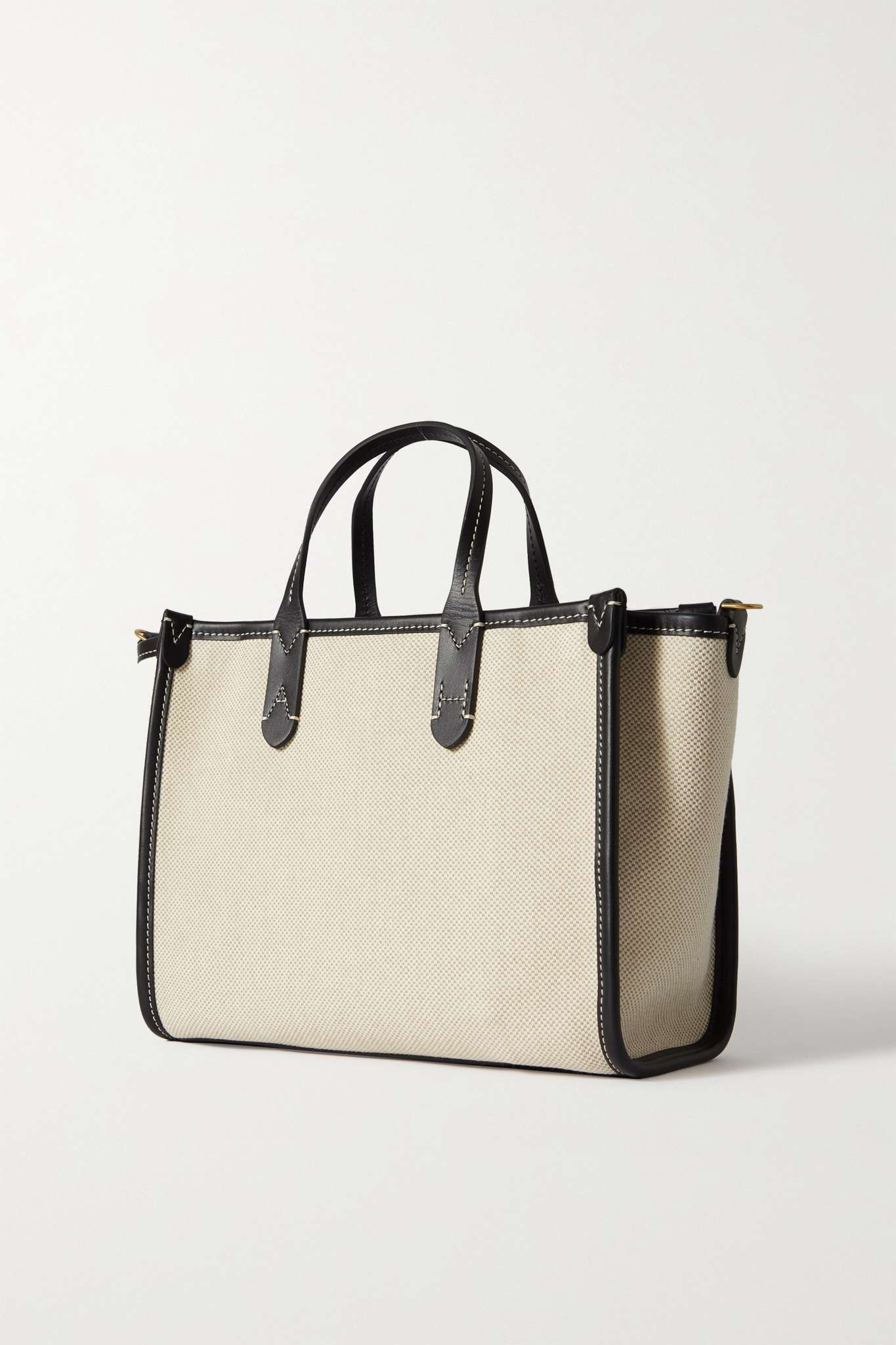 Pocket XS leather-trimmed canvas tote - 3