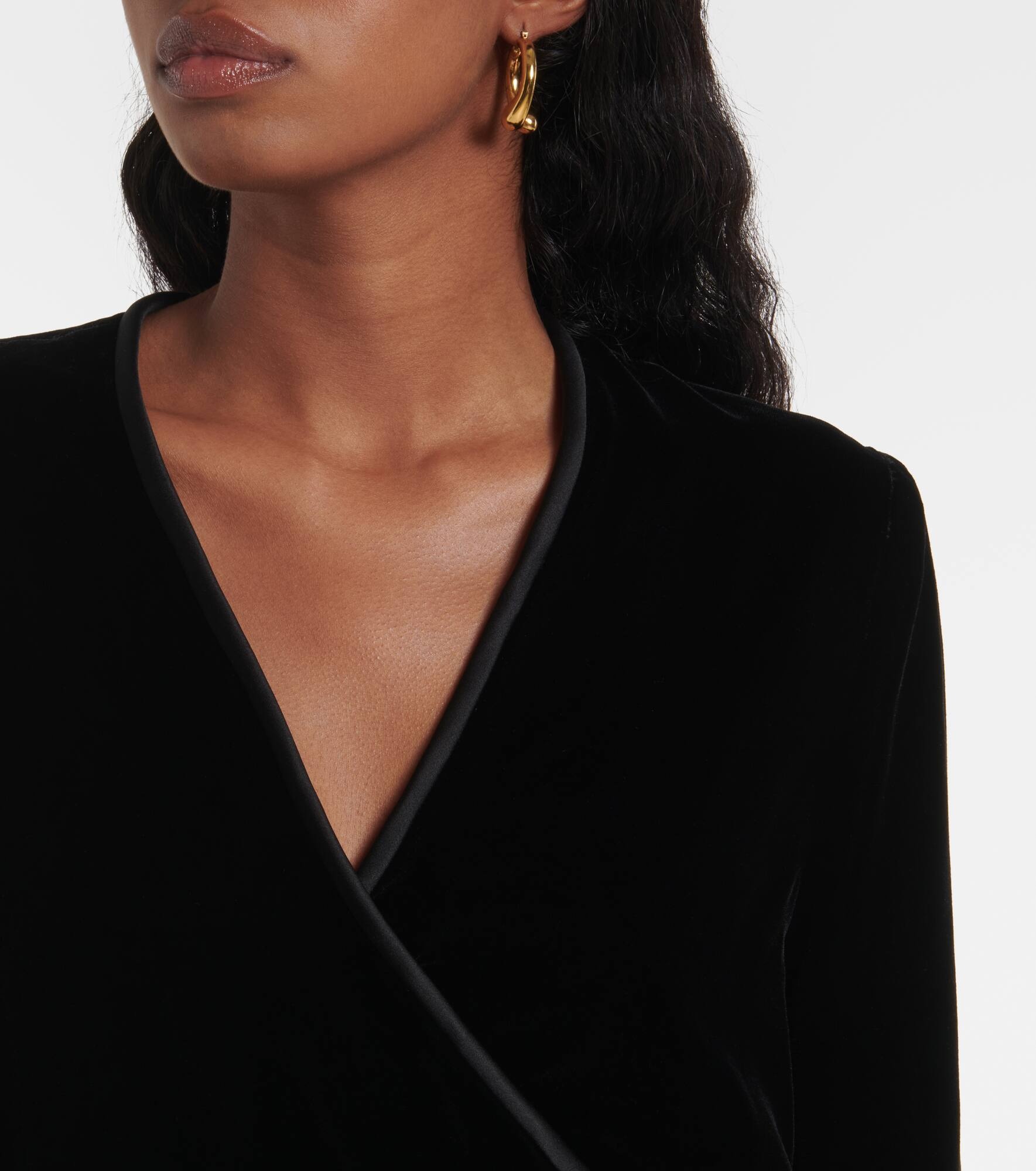 Susan satin-trimmed velvet wrap dress - 4