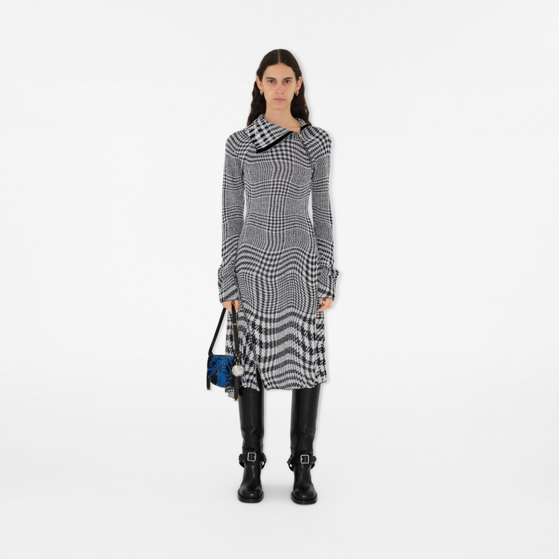 Burberry Warped Houndstooth Wool Blend Dress outlook