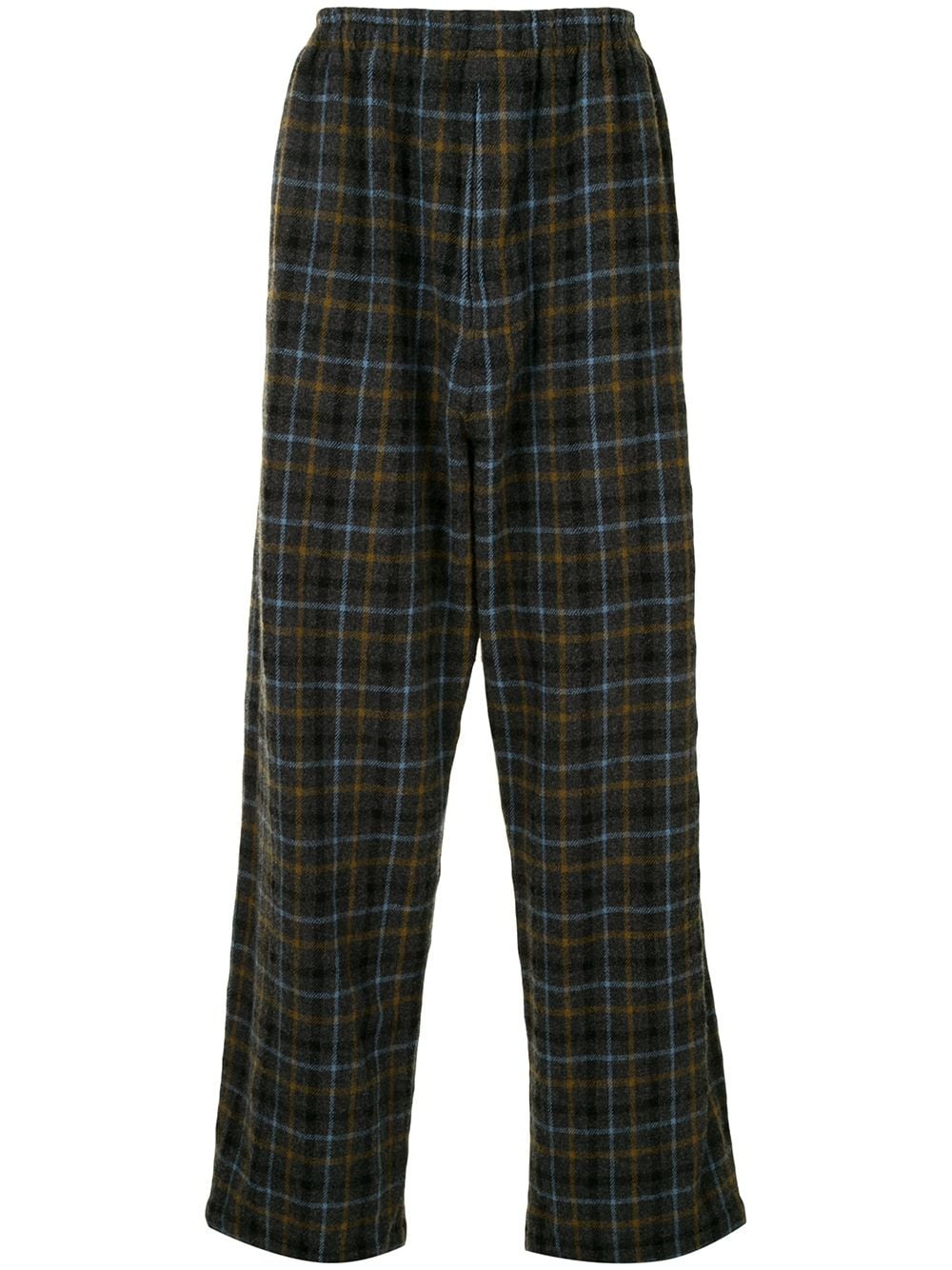 elasticated-waist plaid trousers - 1